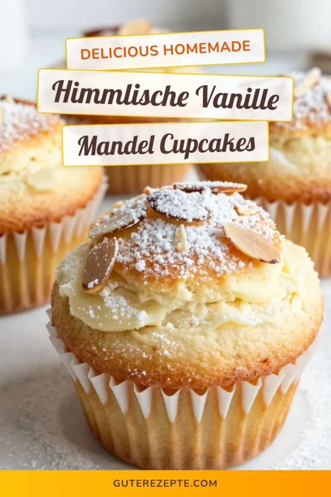 Entdecken Sie unser köstliches Rezept für Vanille-Mandel Cupcakes, perfekt für alle, die einfache Cupcakes backen möchten! Diese fluffigen Cupcakes sind mit Mandelmilch zubereitet und bieten einen herrlich nussigen Geschmack. Ideal für jede Gelegenheit, dieses Vanille Cupcake Rezept ist ein Muss. Lassen Sie sich inspirieren und probieren Sie es aus! Speichern Sie dieses Rezept für Ihre nächste Backaktion. #CupcakeRezeptMitMandeln #Mandelmilch #VanilleCupcakeRezept #EinfacheCupcakesBacken