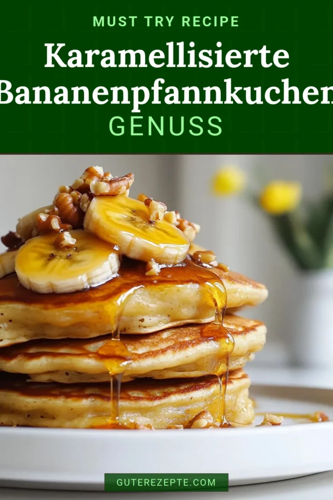 Entdecke das perfekte Frühstück mit diesen köstlichen Karamellisierten Bananen-Pfannkuchen! Dieses einfache Pfannkuchen Rezept mit Bananen begeistert durch die Kombination aus süßen, karamellisierten Bananen und einer Prise Zimt. Perfekt für einen besonderen Start in den Tag! Serviere sie mit Ahornsirup für ein unvergessliches Bananen Frühstücksrezept. Probiere es jetzt aus und teile deine Kreation! #Pfannkuchen #Frühstück #KaramellisierteBananen #Rezeptideen