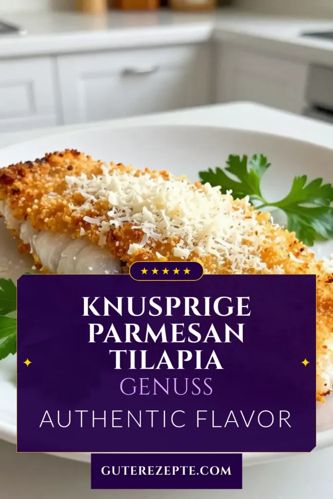 Entdecken Sie unser einfaches und köstliches Tilapia-Rezept mit Parmesan-Kruste! Diese knusprigen Fischfilets sind perfekt für gesunde Fischgerichte und bieten in nur 25 Minuten ein köstliches Abendessen. Genießen Sie die Kombination aus zartem Tilapia, aromatischem Parmesan und knusprigen Panko-Breadcrumbs. Probieren Sie dieses schnelle Rezept aus und bringen Sie Abwechslung auf Ihren Tisch! Speichern Sie es für Ihre nächste Mahlzeit! #ParmesanKruste #TilapiaRezept #GesundeFischgerichte #EinfacheAbendessen