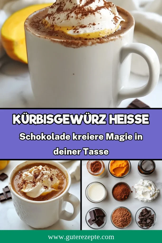 Entdecke das perfekte Rezept für Kürbisgewürz heiße Schokolade - eine herbstliche Köstlichkeit, die du lieben wirst! Diese Kürbis Schokolade Rezept kombiniert cremige Milch mit würzigem Kürbispüree und Kakao für ein unvergleichliches Schokoladengetränk mit Kürbis. Überrasche deine Freunde und Familie mit dieser köstlichen Kürbisgewürz Getränk und genieße den Herbst in jeder Tasse. Speichere dieses Rezept für besondere Momente! #Kürbisgewürz #heißeSchokolade #KürbisSchokoladeRezept #Herbstgenuss