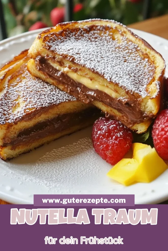 Entdecken Sie unser unwiderstehliches Nutella French Toast Rezept – das perfekte süße Frühstücksrezept! Dieses gefüllte French Toast aus Brioche wird mit cremiger Nutella zubereitet und begeistert jeden Morgen. Ideal für einen besonderen Start in den Tag oder als köstliches Nutella Dessert Rezept. Lassen Sie sich von diesem Rezept inspirieren und genießen Sie die süßen Momente! Speichern Sie es jetzt! #FrenchToast #Nutella #SüßesFrühstück #DessertRezept
