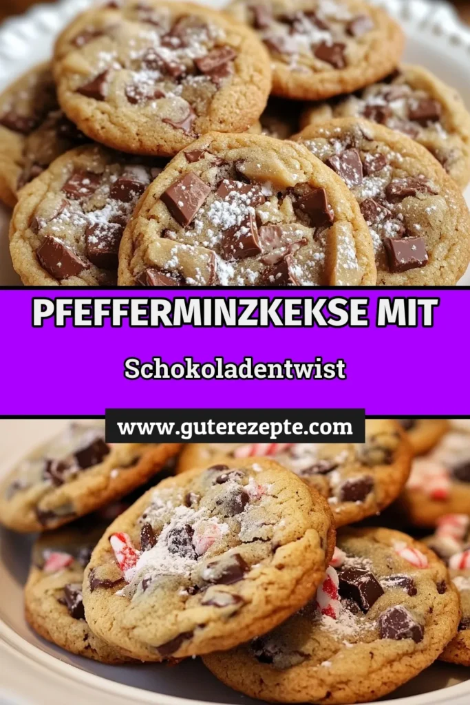 Entdecken Sie dieses einfache Keksrezept für köstliche Pfefferminz-Schokoladenkekse, die perfekt für die Weihnachtszeit sind! Diese festlichen Kekse mit Schokoladenstückchen und einer erfrischenden Pfefferminznote sind ein Must-Have für jeden Keksliebhaber. Zaubern Sie mit diesem Weihnachtskekse Rezept unvergessliche Leckereien für Familie und Freunde. Speichern Sie das Rezept und beginnen Sie noch heute mit dem Backen! #PfefferminzSchokoladenkekse #KekseMitSchokoladenstückchen #FestlicheKekse #EinfachesKeksrezept