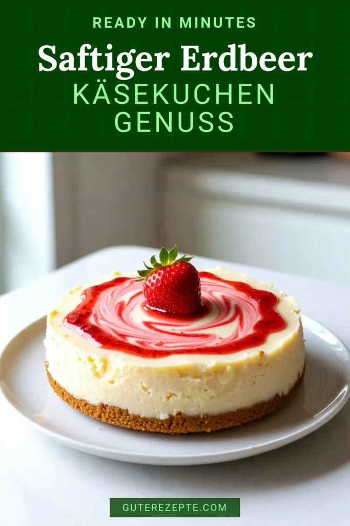 Entdecken Sie dieses köstliche Erdbeer-Käsekuchen Rezept und genießen Sie den perfekten Käsekuchen mit Erdbeeren! Unser einfacher Käsekuchen ist mit frischem Erdbeer-Swirled Käsekuchen und einer cremigen Füllung zubereitet, die jeden begeistert. Ideal für besondere Anlässe oder als süßer Genuss. Speichern Sie jetzt dieses Rezept und überraschen Sie Ihre Gäste! #erdbeerkaesekuchen #kaesekuchenmiterdbeeren #einfacherkaesekuchen #erdbeerswirledkaesekuchen