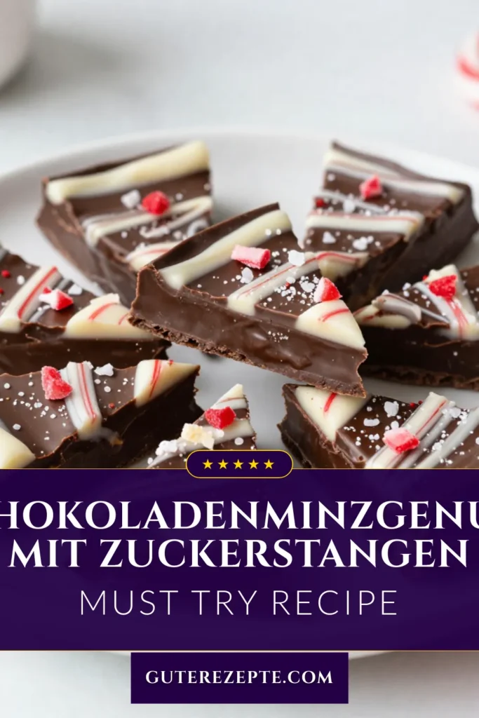 Entdecke unser köstliches Rezept für Schokoladen-Minz-Bark mit Zuckerstangen! Diese einfache Schokoladenrezepte sind perfekte Feiertagsleckereien, die jeden begeistern. Mit Zartbitter- und weißer Schokolade sowie einem Hauch von Pfefferminze ist dieses Dessert mit Pfefferminz ein Muss für deine Festtagstafel. Probiere es aus und teile es mit Freunden! #SchokoladenMintBark #Feiertagsleckereien #ZuckerstangenSchokolade #DessertMitPfefferminz