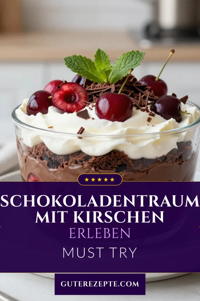 Entdecken Sie dieses köstliche Schokoladen-Kirsch-Brownie-Trifle Rezept, das perfekt für jeden Anlass ist! Mit saftigen Schokoladen Brownies, frischen Kirschen und cremigem Schokoladenpudding ist dieses Schokoladenpudding Dessert ein wahrer Genuss. Ideal für alle, die einfache Trifle Rezepte lieben! Probieren Sie es aus und verwandeln Sie Ihre Kirschdessert Ideen in ein unvergessliches Erlebnis. Speichern Sie das Rezept für Ihre nächste Feier! #DessertLover #TrifleRezept #Kirschen #Schokolade