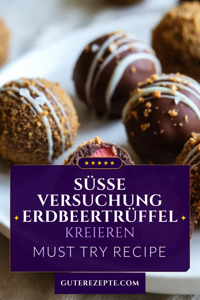 Entdecke unser leckeres Erdbeertrüffel Rezept für dekadente, schokoladenüberzogene Erdbeeren! Diese Zartbitter-Schokolade Trüffel sind nicht nur einfach zuzubereiten, sondern auch das perfekte Dessertrezept für jeden Anlass. Verwöhne deine Liebsten mit diesen himmlischen Leckereien und bring etwas Süße in deinen Tag! Jetzt ausprobieren und genießen! #SchokoladenüberzogeneErdbeeren #ErdbeertrüffelRezept #einfacheDessertrezepte #dekadenteTrüffel