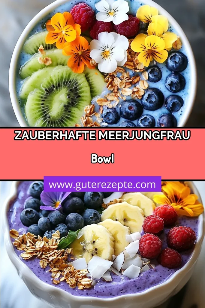 Erlebe die Magie des Meerjungfrau Smoothie Bowls! Diese gesunde Smoothie Rezepte kombiniert gefrorene Blaubeeren, Bananen und spirulina für eine leckere, vegane Smoothie Bowl voller Nährstoffe und Farben. Perfekt für dein buntes Frühstück! Schnapp dir die Zutaten und folge der einfachen Zubereitung für deine nächste Frühstücksschale. Jetzt ausprobieren und genießen! #MeerjungfrauSmoothieBowl #VeganeSmoothieBowl #GesundeSmoothieRezepte #BunteFrühstücksschalen