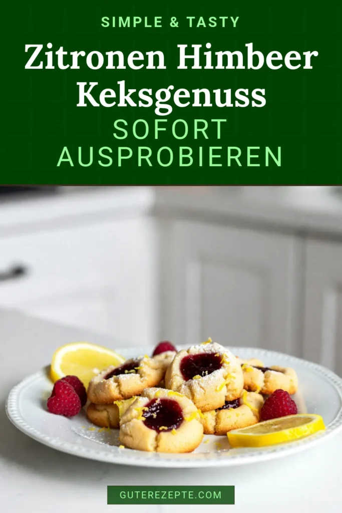 Entdecken Sie die köstlichen Zitronen-Himbeer-Kekse! Diese einfachen Daumenabdruck-Kekse sind perfekt zum Himbeeren backen und beeindrucken mit ihrem frischen Zitronen-Aroma. Mit einer leichten Füllung aus frischen Himbeeren oder Marmelade sind sie ein Hit für jeden Keksliebhaber. Probieren Sie unser einfaches Keksrezept aus und bringen Sie Freude in Ihre Küche! Jetzt ausprobieren und teilen! #ZitronenHimbeerKekse #DaumenabdruckKekse #einfachKeksrezepte #HimbeerenBacken