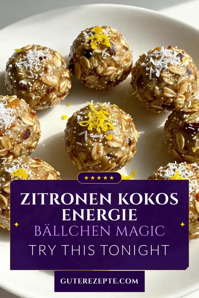 Entdecke unser einfaches Rezept für Zitronen-Kokos-Bällchen, die perfekten Energie-Bällchen für einen gesunden Snack! Diese veganen Energie-Bällchen sind reich an Datteln und Kokos, ideal für einen schnellen Energieschub. Mit nur minimalen Zutaten sind sie schnell zubereitet und schmecken himmlisch! Probiere unser Energie-Bällchen Rezept aus und belebe deinen Tag. Jetzt speichern! #EnergieBällchen #ZitronenKokosBällchen #VeganeSnacks #GesundeRezepte