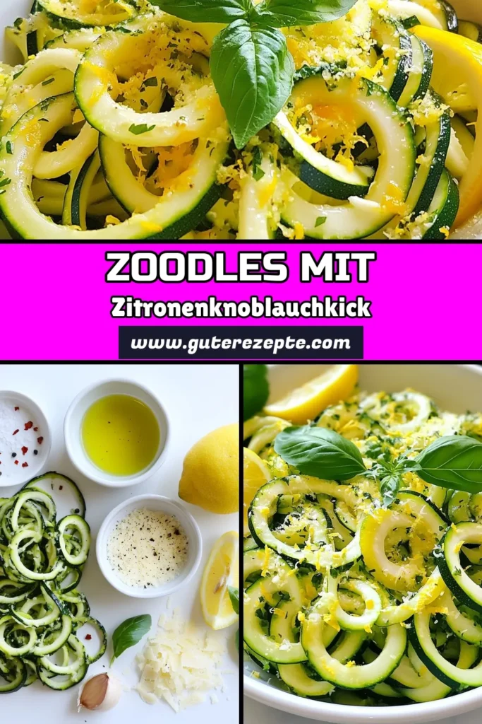 Entdecken Sie dieses köstliche Zitronen-Knoblauch-Zoodles Rezept, das einfache Zucchini-Nudeln in eine gesunde und schnelle Zucchini Mahlzeit verwandelt. Perfekt für alle, die vegane Pasta Alternativen suchen! Diese gesunden Zoodle Rezepte sind nicht nur frisch, sondern auch unglaublich schmackhaft. Bereiten Sie Ihre Zitronen-Knoblauch-Zoodles noch heute zu und genießen Sie eine leichte, nährstoffreiche Mahlzeit. Speichern Sie dieses Rezept für eine köstliche Idee! #ZucchiniNudeln #VeganePasta #GesundeRezepte #SchnelleMahlzeiten