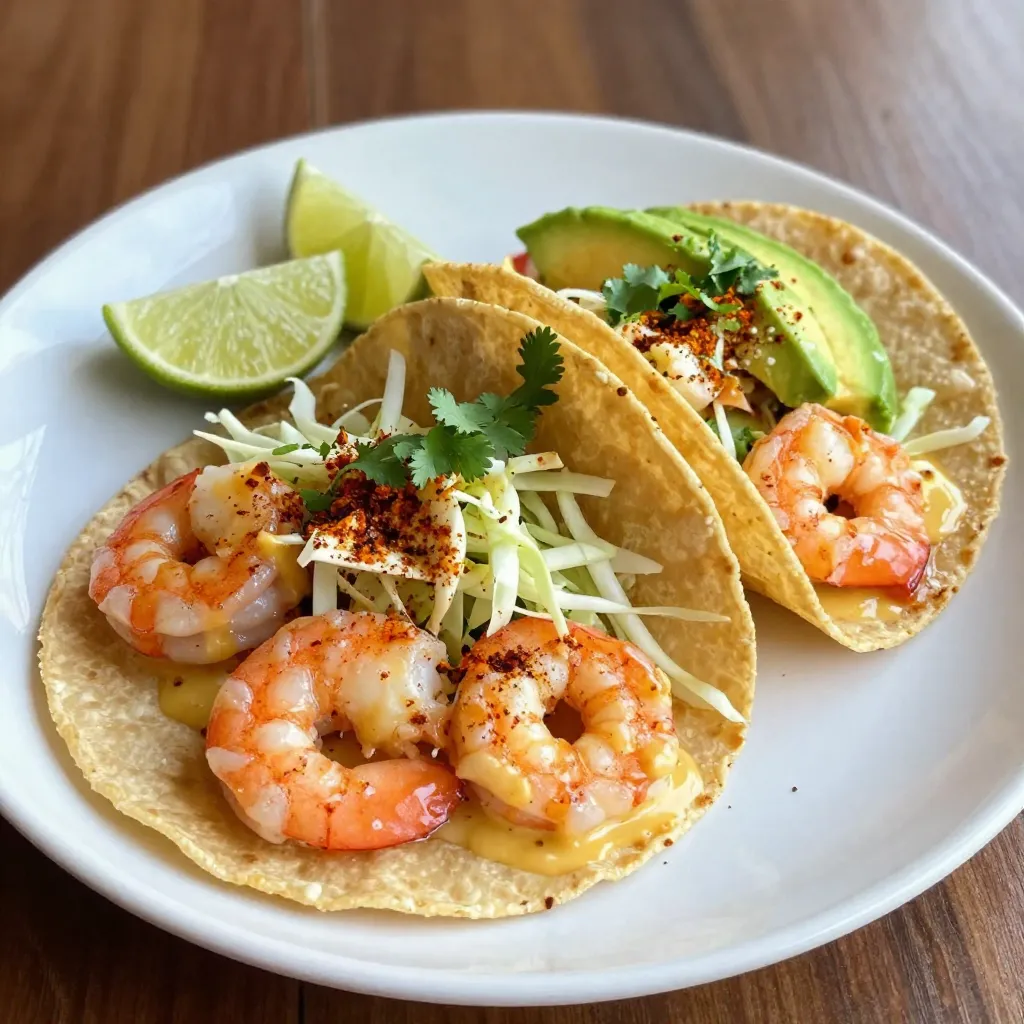 - 450 g große Garnelen, geschält und entdarmt - 60 g ungesalzene Butter - 4 Knoblauchzehen, fein gehackt Die großen Garnelen sind der Star dieses Gerichts. Sie bringen einen süßen und saftigen Geschmack. Ungesalzene Butter sorgt für einen reichen und cremigen Geschmack. Den Knoblauch solltest du fein hacken. So entfaltet er sein volles Aroma. - 1 Teelöffel geräuchertes Paprikapulver - 1 Teelöffel Cayennepfeffer (nach Wunsch anpassen) - Saft von 1 Limette Geräuchertes Paprikapulver verleiht den Garnelen einen rauchigen Geschmack. Cayennepfeffer gibt dir die Möglichkeit, die Schärfe zu steuern. Limettensaft bringt Frische und eine saftige Note in die Tacos. - 8 kleine Mais- oder Weizentortillas - 1 Tasse Kohl, fein gehobelt - 1 Avocado, in Scheiben geschnitten - Frischer Koriander zum Garnieren - Limettenviertel zum Servieren Die Tortillas sind die Basis für deine Tacos. Sie halten die Füllung zusammen. Frischer Kohl sorgt für einen knackigen Biss. Avocado bringt Cremigkeit und Koriander gibt einen frischen Kick. Limettenviertel sind perfekt, um den Geschmack abzurunden. {{ingredient_image_2}} - Zuerst schmelze die ungesalzene Butter in einer großen Pfanne bei mittlerer Hitze. - Nach dem Schmelzen fügst du die fein gehackten Knoblauchzehen hinzu. - Brate den Knoblauch etwa 30 Sekunden lang an. Achte darauf, dass er nicht verbrennt, denn das macht den Geschmack bitter. - Jetzt ist es Zeit, die Garnelen zu würzen. Bestreue sie mit geräuchertem Paprikapulver, Cayennepfeffer, Salz und Pfeffer. - Gib die gewürzten Garnelen in die Pfanne. Brate sie 2-3 Minuten auf jeder Seite. Die Garnelen sollten rosa und undurchsichtig sein. - Press gleich etwas Limettensaft über die Garnelen. Rühre gut um, um alles zu vermengen und nimm die Pfanne dann vom Herd. - Während die Garnelen garen, erwärmst du die Tortillas in einer separaten Pfanne oder in der Mikrowelle. - Lege einige Garnelenstücke in die Mitte jeder Tortilla. - Jetzt kannst du die Tacos mit gehobeltem Kohl, Avocadoscheiben und frischem Koriander garnieren. - Serviere die Tacos sofort mit Limettenvierteln an der Seite. Diese kann jeder nach Belieben drücken. Frische Garnelen erkennen Wenn du frische Garnelen kaufst, achte auf ihre Farbe. Sie sollten glänzend und klar sein. Frische Garnelen riechen mild nach Meer. Vermeide Garnelen, die einen starken Fischgeruch haben oder matschig sind. Nachhaltigkeitsoptionen Wähle Garnelen aus nachhaltigen Quellen. Achte auf Labels wie „MSC“ oder „ASC“. Diese zeigen, dass die Garnelen verantwortungsvoll gefangen oder gezüchtet wurden. So schützt du die Umwelt und unterstützt faire Praktiken. Unterschied zwischen Mais- und Weizentortillas Mais-Tortillas sind glutenfrei und haben einen kräftigen Geschmack. Sie sind ideal für Tacos. Weizentortillas sind weich und haben eine mildere Note. Sie lassen sich gut rollen und füllen. Wähle je nach Vorliebe. Tipps zum Aufwärmen Um Tortillas perfekt aufzuwärmen, lege sie in eine trockene Pfanne bei mittlerer Hitze. Wende sie nach 30 Sekunden. Alternativ kannst du sie in der Mikrowelle für etwa 15 Sekunden erhitzen. So bleiben sie weich und geschmeidig. Anpassung der Gewürze Probiere verschiedene Gewürze aus, um den Geschmack anzupassen. Du kannst den Cayennepfeffer weglassen, wenn du es mild magst. Füge mehr Paprikapulver hinzu, wenn du ein rauchiges Aroma möchtest. Experimentiere, bis du deine perfekte Mischung findest. Vorschläge für zusätzliche Saucen Für mehr Geschmack kannst du Salsas oder Guacamole hinzufügen. Eine scharfe Sauce bringt einen tollen Kick. Auch Joghurt oder Sauerrahm passen gut. Sie sorgen für einen frischen Kontrast zur Würze der Garnelen. Pro Tipps Frische Garnelen wählen: Verwenden Sie möglichst frische Garnelen für den besten Geschmack und eine zarte Textur. Tiefgekühlte Garnelen sind eine gute Alternative, aber achten Sie darauf, diese rechtzeitig aufzutauen. Knoblauch richtig anbraten: Seien Sie vorsichtig beim Anbraten des Knoblauchs. Er sollte nur kurz braten, bis er aromatisch ist, um einen bitteren Geschmack zu vermeiden. Würzen nach Geschmack: Passen Sie die Menge an Cayennepfeffer an Ihre Schärfewünsche an. Sie können auch andere Gewürze wie Kreuzkümmel oder Limettenzesten hinzufügen, um mehr Geschmack zu erzielen. Warm servieren: Servieren Sie die Tacos sofort, damit die Tortillas warm und geschmeidig bleiben. Die Kombination aus heißen Garnelen und frischen Zutaten sorgt für ein tolles Geschmackserlebnis. {{image_4}} Um deinen Knoblauchbutter Garnelen Tacos einen neuen Twist zu geben, kannst du internationale Aromen einbringen. - Asiatische Inspirationen hinzufügen: Probiere, etwas Sojasauce oder Ingwer hinzuzufügen. Diese Zutaten bringen einen tollen Umami-Geschmack. Du kannst auch frische Korianderstiele oder Sesamsamen verwenden, um die Aromen zu verstärken. - Mediterrane Varianten: Füge Feta-Käse und Oliven hinzu. Diese Zutaten passen gut zu den Garnelen. Du kannst auch Zucchini oder Paprika grillen und sie in die Tacos geben. Wenn du eine vegetarische Option suchst, gibt es viele leckere Möglichkeiten. - Garnelen durch andere Proteine ersetzen: Du kannst Hähnchen oder Fisch verwenden. Beide Optionen sind einfach zuzubereiten und passen gut zu den Aromen der Tacos. - Vegane Tacos mit Tofu oder Tempeh: Tofu ist eine großartige Wahl. Würze ihn mit den gleichen Gewürzen wie die Garnelen. Tempeh hat einen nussigen Geschmack und ergänzt die Tacos wunderbar. Beilagen können deine Tacos noch besser machen. Sie sind eine tolle Ergänzung. - Reis- und Bohnensalate: Mische gekochten Reis mit schwarzen Bohnen und frischem Gemüse. Diese Kombination ist nahrhaft und lecker. - Eingelegtes Gemüse: Probiere, einige Gurken oder Karotten einzulegen. Das gibt einen frischen und knusprigen Biss. Eingelegtes Gemüse bringt auch eine schöne Säure in dein Gericht. Mit diesen Variationen kannst du deine Knoblauchbutter Garnelen Tacos jeden Tag anders genießen. Um gekochte Garnelen frisch zu halten, bewahre sie in einem luftdichten Behälter auf. Stelle den Behälter in den Kühlschrank. Garnelen bleiben so bis zu drei Tage gut. Achte darauf, die Garnelen nicht mit anderen Lebensmitteln zu mischen. So behältst du den Geschmack. Tortillas schütze vor Austrocknung. Lege sie in einen Beutel oder einen Behälter. Halte sie im Kühlschrank, wenn du sie nicht sofort verwendest. Erwärme sie vor dem Servieren. Dies macht sie weich und lecker. Wenn du Reste hast, lass deiner Kreativität freien Lauf. Gekochte Garnelen kannst du in einem Salat oder auf Pasta verwenden. Mische sie mit frischem Gemüse. Das gibt eine neue Note. Tortillas kannst du auch für ein schnelles Frühstück nutzen. Fülle sie mit Rührei und Gemüse. So hast du eine einfache und leckere Mahlzeit. Auch eine Wrap-Variante mit Garnelen ist möglich. Frische Garnelen erkennst du an einer festen Textur und einem milden Geruch. Sie sollten nicht schleimig sein. Lagere sie im Kühlschrank und verwende sie innerhalb von ein bis zwei Tagen. Gemüse wie Kohl und Avocado hält sich unterschiedlich. Kohl bleibt frisch bis zu einer Woche, Avocado jedoch nur zwei bis drei Tage. Um die Haltbarkeit zu verlängern, bewahre Avocados im Kühlschrank auf, sobald sie reif sind. Garnelen garen schnell. In der Regel dauert es 2-3 Minuten pro Seite. Große Garnelen brauchen etwa 4-6 Minuten. Achten Sie darauf, dass sie rosa und undurchsichtig sind. Überkochen Sie sie nicht, sonst werden sie zäh. Beliebte Gewürze für Garnelen sind: - Knoblauch - Paprika - Cayennepfeffer - Limettensaft - Koriander Diese Gewürze bringen den Geschmack der Garnelen gut zur Geltung. Sie können auch experimentieren und neue Kombinationen finden. Ja, Sie können die Garnelen im Voraus zubereiten. Kochen Sie sie und lassen Sie sie abkühlen. Lagern Sie sie in einem geschlossenen Behälter im Kühlschrank. Erwärmen Sie die Garnelen vor dem Servieren leicht. Tortillas können Sie auch im Voraus aufwärmen. Bereiten Sie die Toppings frisch vor, um den besten Geschmack zu erhalten. Ihre Garnelen-Tacos sind einfach und lecker. Sie brauchen nur frische Garnelen, Butter und Gewürze. Wir haben die Schritte zur Zubereitung sowie hilfreiche Tipps gegeben. Vergessen Sie nicht, Tortillas und frische Beilagen zu verwenden. Variationen ermöglichen es Ihnen, kreativ zu sein und neue Geschmäcker zu entdecken. Lagern Sie die Reste richtig und nutzen Sie sie für neue Gerichte. Genießen Sie die Zubereitung und das Essen Ihrer Tacos!