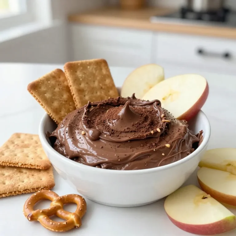 - 225 g Frischkäse - 240 g cremige Erdnussbutter - 120 g Puderzucker - 120 ml Schlagsahne - 30 g Kakaopulver - 1 Teelöffel Vanilleextrakt - Eine Prise Salz - Dipp-Begleiter: Graham-Cracker, Brezeln, Apfelscheiben Um diesen leckeren Schokoladen-Erdnussbutter Cheesecake Dip zuzubereiten, benötigst du einige einfache Zutaten. Der Frischkäse ist die Basis. Er macht den Dip cremig und reichhaltig. Die cremige Erdnussbutter bringt einen tollen Geschmack. Achte darauf, eine gute Qualität zu wählen. Puderzucker sorgt für die süße Note. Wenn du ihn hinzufügst, wird der Dip perfekt. Schlagsahne macht den Dip leicht und fluffig. Das Kakaopulver gibt ihm den schokoladigen Geschmack. Vanilleextrakt bringt eine feine Tiefe. Das Salz ist wichtig. Es balanciert die Süße aus und hebt die Aromen hervor. Für das Dippen kannst du Graham-Cracker, Brezeln und Apfelscheiben verwenden. Diese bieten verschiedene Texturen und Geschmäcker. So wird jeder Bissen zu einem Genuss. {{ingredient_image_2}} - Frischkäse schlagen Beginne mit 225 g weichgestellt Frischkäse. Schlage ihn in einer Schüssel. Nutze einen elektrischen Mixer. Mische, bis der Frischkäse glatt und cremig ist. - Erdnussbutter hinzufügen Füge 240 g cremige Erdnussbutter hinzu. Mische weiter, bis die Erdnussbutter gut eingearbeitet ist. Die Mischung wird nun köstlich nussig. - Puderzucker und Kakaopulver einarbeiten Siebe 120 g Puderzucker und 30 g Kakaopulver hinein. Rühre vorsichtig, um Klumpen zu vermeiden. Die Mischung wird süß und schokoladig. - Schlagsahne vorbereiten Schlage 120 ml Schlagsahne in einer separaten Schüssel. Schlage, bis sich steife Spitzen bilden. Dies gibt dem Dip eine leichte, luftige Textur. - Geschlagene Sahne unterheben Hebe die geschlagene Sahne vorsichtig in die Erdnussbutter-Mischung ein. Achte darauf, die Luftigkeit der Sahne nicht zu verlieren. Das sorgt für ein tolles Mundgefühl. - Vanilleextrakt und Salz einrühren Rühre 1 Teelöffel Vanilleextrakt und eine Prise Salz unter. Dies hebt die Aromen hervor und gibt mehr Tiefe. - Kühlzeit für besten Geschmack Gib den Dip in eine Servierschüssel. Lass ihn mindestens 30 Minuten im Kühlschrank ruhen. So entfalten sich die Aromen optimal. Genieße diesen Dip mit Graham-Crackern, Brezeln oder Apfelscheiben. Es ist ein Genuss, den du nicht verpassen solltest! - Die richtige Konsistenz erreichen Um den perfekten Dip zu machen, ist die Konsistenz wichtig. Der Dip sollte glatt und cremig sein. Mische den Frischkäse gut, bevor du die Erdnussbutter hinzufügst. Achte darauf, dass keine Klumpen bleiben. - Luftigkeit der Sahne bewahren Wenn du die Schlagsahne zubereitest, schlage sie bis sie steif ist. Hebe die Sahne vorsichtig unter die Mischung. So bleibt der Dip leicht und fluffig. Vermeide starkes Rühren, um die Luftigkeit nicht zu verlieren. - Vorbereitungszeit optimieren Du kannst Zeit sparen, indem du alle Zutaten bereitstellst, bevor du anfängst. So hast du alles griffbereit. Bereite den Dip einen Tag vorher vor, um die Aromen gut einziehen zu lassen. - Ansprechende Serviermethoden Wähle eine schöne Schüssel für den Dip. Eine dekorative Schüssel macht den Dip noch leckerer. Du kannst sie auch mit geschmolzener Schokolade oder Kakaopulver garnieren. - Garnierungen für das perfekte Aussehen Arrangiere die Graham-Cracker, Brezeln und Apfelscheiben rund um den Dip. Eine schöne Anordnung macht das Snacken noch mehr Spaß. Verwende frische Früchte oder Nüsse als zusätzliche Garnierung für den letzten Schliff. Pro Tipps Die richtige Temperatur: Stellen Sie sicher, dass der Frischkäse weichgestellt ist, bevor Sie ihn verwenden. Dies sorgt für eine gleichmäßige Mischung und eine cremige Textur. Variationen beim Dip: Experimentieren Sie mit verschiedenen Dipparten, wie z.B. Bananenscheiben oder Schokoladenkeksen, für zusätzliche Geschmackskombinationen. Schlagsahne richtig schlagen: Achten Sie darauf, die Schlagsahne nicht zu lange zu schlagen, da sie sonst zu Butter werden kann. Stoppen Sie, sobald sich steife Spitzen bilden. Kühlen für besseren Geschmack: Lassen Sie den Dip nach der Zubereitung im Kühlschrank ruhen. Dies hilft, die Aromen zu intensivieren und verbessert die Textur. {{image_4}} Vegane Variante Um diesen Dip vegan zu machen, tauschen Sie den Frischkäse gegen einen pflanzlichen Frischkäse aus. Achten Sie darauf, eine Erdnussbutter ohne Zusatzstoffe zu wählen. Verwenden Sie auch Kokoscreme anstelle von Schlagsahne. Diese Änderungen machen den Dip lecker und für Veganer geeignet. Glutenfreie Optionen Wenn Sie glutenfrei essen, wählen Sie glutenfreie Graham-Cracker oder Brezeln. Diese ersetzen die klassischen Dipp-Begleiter. Auch frisches Obst, wie Apfelscheiben, ist eine tolle Option. So bleibt der Dip für alle sicher und schmackhaft. Mit zusätzlichen Geschmacksrichtungen Sie können dem Dip neue Aromen hinzufügen. Zum Beispiel passen Zimt oder gehackte Nüsse wunderbar dazu. Sie könnten auch einen Spritzer Honig oder Ahornsirup hinzufügen, um die Süße zu erhöhen. Experimentieren Sie und finden Sie Ihre Lieblingskombination! - Kühlschranklagerung Bewahre den Schokoladen-Erdnussbutter Cheesecake Dip in einem luftdichten Behälter auf. Stelle ihn in den Kühlschrank, um ihn frisch zu halten. So bleibt der Dip cremig und lecker. - Haltbarkeit und Qualität Der Dip hält sich im Kühlschrank bis zu fünf Tage. Nach dieser Zeit kann die Qualität abnehmen. Der Geschmack bleibt zwar, aber die Textur könnte sich ändern. - Tipps zum Einfrieren Du kannst den Dip auch einfrieren. Fülle ihn in einen gefrierfesten Behälter. Achte darauf, etwas Platz zu lassen, da der Dip beim Gefrieren expandiert. Er bleibt bis zu drei Monate frisch. Zum Auftauen, stelle ihn über Nacht in den Kühlschrank. Rühre ihn gut durch, bevor du ihn servierst. Du kannst den Dip bis zu fünf Tage im Kühlschrank lagern. Achte darauf, ihn in einem luftdichten Behälter aufzubewahren. So bleibt er frisch und lecker. Wenn du ihn länger aufbewahren möchtest, kannst du ihn auch einfrieren. Im Gefrierfach hält er bis zu drei Monate. Lass ihn zum Auftauen einfach über Nacht im Kühlschrank. Ja, du kannst andere Nüsse verwenden. Mandeln oder Cashews sind tolle Alternativen. Diese Nüsse haben einen anderen Geschmack, aber sie passen gut zu Schokolade. Verwende die gleiche Menge wie bei Erdnüssen. Du kannst auch Nussbutter aus diesen Nüssen nehmen, um den Geschmack zu ändern. Der Dip ist nicht von Natur aus vegan, da er Frischkäse und Schlagsahne enthält. Du kannst jedoch vegane Alternativen nutzen. Ersetze den Frischkäse durch eine pflanzliche Option und die Schlagsahne durch Kokoscreme. Für Glutenfreiheit achte darauf, glutenfreie Dipp-Begleiter zu wählen. Graham-Cracker sind oft nicht glutenfrei, also wähle entsprechende Snacks. Neben Graham-Crackern und Brezeln sind Apfelscheiben ein leckerer Begleiter. Du kannst auch Bananen oder Karottensticks verwenden. Diese bringen eine schöne Süße und einen knackigen Biss. Experimentiere mit verschiedenen Snacks, um deinen perfekten Dipp-Partner zu finden. Dieser Artikel hat Ihnen gezeigt, wie Sie einen köstlichen Schokoladen-Erdnussbutter Cheesecake Dip zubereiten können. Sie haben die Zutatenliste, die Schritt-für-Schritt-Anleitung sowie wichtige Tipps zur perfekten Zubereitung gesehen. Denken Sie daran, die Anweisungen genau zu befolgen und eigenen Variationen eine Chance zu geben. Genießen Sie den Dip mit Ihren Liebling Snacks. Er ist einfach, lecker und wird sicher beeindrucken!