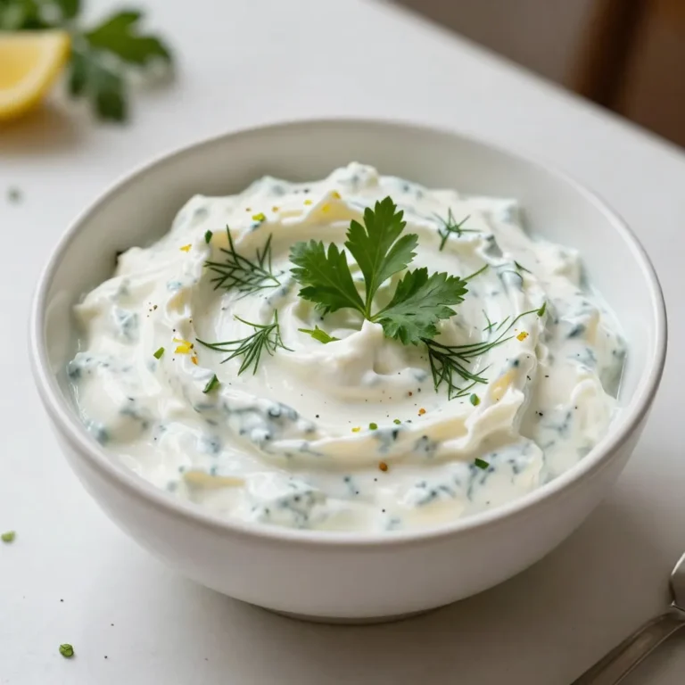 Für dieses Rezept brauchen Sie die folgenden Zutaten: - 1 Tasse ungesüßter griechischer Joghurt - 1/4 Tasse Mayonnaise - 1 Esslöffel Zitronensaft - 1 Teelöffel Knoblauchpulver - 1 Teelöffel Zwiebelpulver - 1 Teelöffel getrockneter Dill - 1 Teelöffel getrocknete Petersilie - 1/2 Teelöffel Salz - 1/4 Teelöffel schwarzer Pfeffer - 1/4 Teelöffel geräuchertes Paprikapulver - Optional: gehackte frische Kräuter (Schnittlauch, Dill oder Petersilie) zum Garnieren Die Maßangaben sind einfach zu merken. Nutzen Sie eine Tasse und Löffel. Das macht das Messen leicht. Achten Sie darauf, ungesüßten griechischen Joghurt zu verwenden. So bleibt der Dip cremig und lecker. Dieser Dip ist nährstoffreich. Griechischer Joghurt hat viel Protein und wenig Zucker. Mayonnaise bringt Fett für die Textur. Die Kräuter sind voll von Vitaminen. - Griechischer Joghurt: Hoch an Protein, gut für Muskeln. - Mayonnaise: Gibt Geschmack, aber auch Kalorien. - Zitronensaft: Frisch und reich an Vitamin C. - Gewürze: Knoblauch und Zwiebel sorgen für Geschmack. Dill und Petersilie bringen Antioxidantien. Der Dip ist nicht nur lecker, sondern auch gesund. Das macht ihn zu einer großartigen Wahl für Snacks oder Partys. {{ingredient_image_2}} Um diesen Dip zu machen, benötigen Sie eine mittelgroße Rührschüssel. Beginnen Sie mit 1 Tasse ungesüßtem griechischen Joghurt und 1/4 Tasse Mayonnaise. Mischen Sie diese beiden Zutaten gut, bis die Mischung glatt ist. Das ist der Grundpfeiler Ihres Dips. Jetzt fügen Sie 1 Esslöffel Zitronensaft, 1 Teelöffel Knoblauchpulver, 1 Teelöffel Zwiebelpulver, 1 Teelöffel getrockneten Dill, 1 Teelöffel getrocknete Petersilie, 1/2 Teelöffel Salz, 1/4 Teelöffel schwarzen Pfeffer und 1/4 Teelöffel geräuchertes Paprikapulver hinzu. Rühren Sie alles gut mit einem Schneebesen zusammen. Die Kräuter und Gewürze sollten gleichmäßig verteilt sein. Wenn Sie eine dickere Konsistenz möchten, lassen Sie den Dip 30 Minuten im Kühlschrank ruhen. Dies hilft den Aromen, sich zu verbinden und macht den Dip cremiger. Wenn Sie ihn sofort servieren möchten, ist das auch in Ordnung. Probieren Sie den Dip nach der Zubereitung. Mögen Sie es salziger oder würziger? Fügen Sie mehr Salz, Pfeffer oder Kräuter hinzu, je nach Ihrem Geschmack. Jeder mag es anders. Wenn Sie den Dip garnieren möchten, verwenden Sie frische Kräuter wie Dill oder Schnittlauch. So sieht er nicht nur gut aus, sondern schmeckt auch frisch und lecker. Wählen Sie hochwertigen griechischen Joghurt. Er sollte ungesüßt und cremig sein. Die Mayonnaise sollte ebenfalls frisch sein. Achten Sie auf Marken ohne Zusatzstoffe. Bei den Kräutern können Sie frische oder getrocknete verwenden. Frische Kräuter bringen mehr Geschmack. Dill und Petersilie sind besonders gut. Lassen Sie den Dip nach der Zubereitung im Kühlschrank ruhen. So können die Aromen sich besser entfalten. Sie können auch mehr Zitronensaft hinzufügen. Ein Spritzer mehr bringt Frische. Experimentieren Sie mit Gewürzen, um den Geschmack zu verbessern. Ein Hauch von Cayennepfeffer kann scharfe Akzente setzen. Servieren Sie den Dip kühl, aber nicht eiskalt. Eine Temperatur von etwa 10-12 Grad Celsius passt gut. So schmeckt er am besten. Lassen Sie ihn 10 Minuten vor dem Servieren aus dem Kühlschrank. Das bringt die Aromen zur Geltung. Pro Tipps Kräuter frisch hinzufügen: Frische Kräuter wie Schnittlauch oder Dill sorgen für einen intensiveren Geschmack und bringen zusätzliche Frische in den Dip. Variationen ausprobieren: Experimentieren Sie mit anderen Gewürzen oder zusätzlichen Zutaten wie geriebenem Parmesan oder Senf, um Ihren eigenen Twist auf den Ranch Dip zu kreieren. Vorkühlen für mehr Geschmack: Lassen Sie den Dip vor dem Servieren mindestens 30 Minuten im Kühlschrank ruhen, damit sich die Aromen gut entfalten können. Als Dressing verwenden: Dieser Dip eignet sich auch hervorragend als Salatdressing; verdünnen Sie ihn einfach mit etwas Wasser oder zusätzlichem Zitronensaft. {{image_4}} Wenn du eine vegane oder fettfreie Version machen willst, gibt es einfache Optionen. Du kannst den griechischen Joghurt durch ungesüßte Soja- oder Kokosjoghurt ersetzen. Diese Alternativen geben dir die gleiche cremige Textur. Statt Mayonnaise benutze einfach vegane Mayonnaise. So bleibt der Dip lecker und gesund. Kräuter machen den Dip besonders. Du kannst verschiedene Kräutermischungen testen. Probiere frischen Schnittlauch, Basilikum oder Koriander. Diese Kräuter bringen neue Aromen. Wenn du es würziger magst, füge etwas frische Minze hinzu. Experimentiere und finde deine Lieblingskombination. Die Präsentation ist wichtig. Serviere den Dip in einer schönen Schüssel und dekoriere ihn mit frischen Kräutern. Du kannst auch Gemüsesticks wie Karotten, Sellerie oder Paprika dazu reichen. Für einen Party-Twist, serviere den Dip mit Tortilla-Chips oder Pita-Brot. So wird dein Dip zum Hit! Um den griechischen Joghurt Ranch Dip frisch zu halten, ist die richtige Lagerung wichtig. Füllen Sie den Dip in einen luftdichten Behälter. Das schützt ihn vor Luft und hält ihn länger frisch. Stellen Sie den Behälter in den Kühlschrank. Vermeiden Sie es, den Dip zu oft zu öffnen. Jedes Mal, wenn Sie ihn öffnen, gelangt Luft hinein. Im Kühlschrank hält sich der Dip bis zu fünf Tage. Nach dieser Zeit kann der Geschmack nachlassen. Schauen Sie immer nach, ob der Dip noch gut aussieht und riecht. Wenn Sie einen seltsamen Geruch bemerken, entsorgen Sie ihn lieber. So bleiben Sie auf der sicheren Seite. Haben Sie Reste übrig? Sie können sie auf viele Arten nutzen! Verwenden Sie den Dip als Aufstrich für Sandwiches. Er eignet sich auch gut als Sauce für Gemüse oder Hähnchen. Sie können ihn sogar in Salate mischen. Seien Sie kreativ! So verschwenden Sie nichts und genießen jeden Bissen. Griechischer Joghurt ist dicker und cremiger. Er hat mehr Protein als normaler Joghurt. Normaler Joghurt enthält mehr Flüssigkeit. Die Konsistenz macht den griechischen Joghurt perfekt für Dips. Er gibt eine tolle Basis für den Ranch Dip. Zudem schmeckt er weniger sauer. Das hilft, die Aromen der Gewürze besser zur Geltung zu bringen. Ja, du kannst die Mayonnaise weglassen. Der Dip bleibt trotzdem lecker. Wenn du die Mayonnaise weglässt, wird der Dip etwas dicker. Du kannst auch mehr Joghurt hinzufügen. Das sorgt für eine schöne Konsistenz. Wenn du einen kalorienärmeren Dip willst, ist das eine gute Idee. Probiere aus, was dir am besten schmeckt. Viele Snacks passen gut zu diesem Dip. Hier sind einige Ideen: - Gemüsesticks (Karotten, Sellerie, Paprika) - Chips oder Tortilla Chips - Pita Brot oder Pita Chips - Nachos - Hähnchenflügel oder Nuggets - Crackers Jede dieser Optionen ergänzt den Dip auf köstliche Weise. Du kannst auch eine Snack-Platte machen. Das bringt Spaß und Abwechslung zu deinem Essen. Dieser Blogbeitrag hat dir alles Wichtige über den griechischen Joghurt Ranch Dip gezeigt. Wir haben die Zutaten, die Zubereitung und die besten Tipps behandelt. Du weißt jetzt, wie du die Aromen perfekt anpasst und den Dip lagerst. Denk auch an die leckeren Variationen, die du ausprobieren kannst. Dieser Dip ist vielseitig und einfach anzupassen. Mit dem richtigen Wissen kannst du deinen eigenen, perfekten Ranch Dip kreieren. Viel Spaß beim Ausprobieren und Genießen!