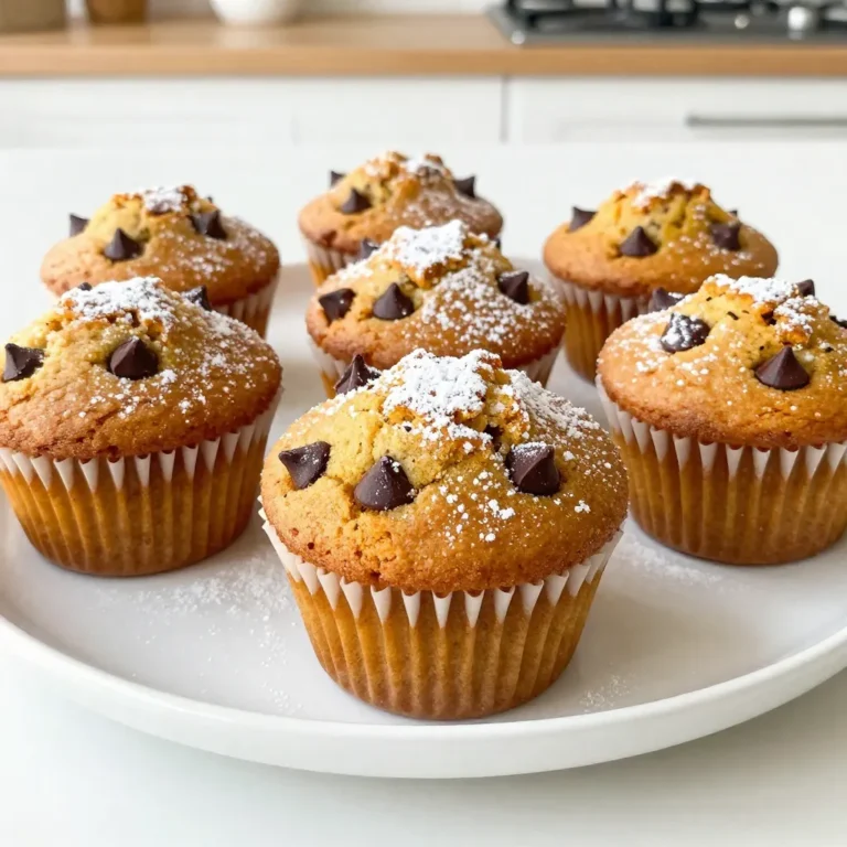 Die Zutaten für diese Muffins sind einfach und lecker. Hier ist, was du brauchst: - 1 Tasse Kürbispüree aus der Dose - 1/2 Tasse Kristallzucker - 1/2 Tasse brauner Zucker, fest gepackt - 1/3 Tasse Pflanzenöl - 2 große Eier - 1 Teelöffel Vanilleextrakt - 1 1/2 Tassen Weizenmehl (Typ 405) - 1 Teelöffel Backpulver - 1/2 Teelöffel Natron - 1 Teelöffel gemahlener Zimt - 1/2 Teelöffel gemahlene Muskatnuss - 1/4 Teelöffel gemahlener Ingwer - 1/2 Teelöffel Salz - 1 Tasse Schokoladenstückchen Wenn du einige Zutaten nicht hast, gibt es gute Alternativen. Du kannst anstelle von Kristallzucker auch Honig verwenden. Statt Pflanzenöl kannst du auch Kokosöl nutzen. Für eine glutenfreie Variante nimm einfach glutenfreies Mehl. Vegane Muffins sind auch möglich. Ersetze die Eier durch Leinsamen oder Apfelmus. Achte darauf, frische Zutaten zu wählen. Das Kürbispüree sollte von guter Qualität sein. Brauner Zucker gibt den Muffins einen tollen Geschmack. Wähle hochwertige Schokoladenstückchen für mehr Genuss. Wenn du Gewürze kaufst, achte auf das Haltbarkeitsdatum. Frische Gewürze schmecken intensiver und besser. {{ingredient_image_2}} Heize deinen Ofen auf 175 °C vor. Das ist die ideale Temperatur für die Muffins. Bereite deine Muffinform vor. Du kannst Papierförmchen verwenden oder die Form leicht einfetten. So kleben die Muffins nicht fest. In einer großen Schüssel vermenge ich 1 Tasse Kürbispüree, 1/2 Tasse Kristallzucker, 1/2 Tasse braunen Zucker und 1/3 Tasse Pflanzenöl. Ich rühre alles gut durch, bis die Mischung homogen ist. Dann füge ich 2 große Eier und 1 Teelöffel Vanilleextrakt hinzu. Ich schlage alles kräftig, bis es gut vermischt ist. In einer anderen Schüssel vermenge ich 1 1/2 Tassen Weizenmehl, 1 Teelöffel Backpulver, 1/2 Teelöffel Natron, 1 Teelöffel Zimt, 1/2 Teelöffel Muskatnuss, 1/4 Teelöffel Ingwer und 1/2 Teelöffel Salz. Ich mische die trockenen Zutaten gut. Dann gebe ich sie nach und nach zu den feuchten Zutaten. Ich rühre vorsichtig, bis alles gerade vermischt ist. Dann falte ich 1 Tasse Schokoladenstückchen unter die Masse. Das sorgt für einen tollen Geschmack! Ein häufiger Fehler beim Backen ist das Übermixen des Teigs. Wenn du zu lange rührst, werden die Muffins hart. Mische die trockenen und feuchten Zutaten nur, bis sie gerade zusammenkommen. Ein weiterer Fehler ist das falsche Messen der Zutaten. Verwende einen Messbecher für Flüssigkeiten und eine Waage für die trockenen Zutaten. So bekommst du die besten Muffins. Die richtige Temperatur und Zeit sind wichtig. Heize deinen Ofen auf 175 °C vor. Backe die Muffins etwa 18 bis 20 Minuten. Benutze einen Zahnstocher, um zu testen, ob sie fertig sind. Wenn er sauber herauskommt, sind die Muffins bereit. Wenn du sie zu lange backst, werden sie trocken. Um die Muffins besonders saftig zu machen, kannst du etwas Joghurt oder Apfelmus hinzufügen. Diese Zutaten geben Feuchtigkeit und einen tollen Geschmack. Du kannst auch die Schokoladenstückchen leicht mit Mehl bestäuben, bevor du sie in den Teig gibst. Dadurch sinken sie nicht auf den Boden. Ein weiterer Tipp ist, die Muffins nach dem Backen in ein Tuch zu wickeln. So bleiben sie weich und frisch. Pro Tipps Verwenden Sie frisches Kürbispüree: Wenn Sie die Möglichkeit haben, frisches Kürbispüree zu verwenden, wird der Geschmack der Muffins noch intensiver und aromatischer. Variieren Sie die Schokoladenstückchen: Experimentieren Sie mit verschiedenen Arten von Schokoladenstückchen, wie z.B. Zartbitter oder weiße Schokolade, um unterschiedliche Geschmacksrichtungen zu erzielen. Teig nicht übermixen: Achten Sie darauf, den Teig nur so lange zu rühren, bis alles gerade vermischt ist, um eine zarte Konsistenz der Muffins zu erhalten. Für zusätzliche Feuchtigkeit: Fügen Sie eine halbe Tasse Joghurt oder Apfelmus hinzu, um die Muffins besonders saftig zu machen. {{image_4}} Wenn du die Schokoladenstückchen in deinem Rezept ändern möchtest, gibt es viele Optionen. Du kannst weiße Schokolade verwenden, um einen süßen, cremigen Geschmack zu erzielen. Nüsse wie Walnüsse oder Pecannüsse bringen einen tollen Crunch. Diese Alternativen machen deine Muffins einzigartig und lecker. Denk daran, die Menge der Stückchen oder Nüsse anzupassen, damit der Teig nicht zu schwer wird. Wenn du glutenfrei backen möchtest, ersetze das Weizenmehl durch eine glutenfreie Mischung. Achte darauf, dass alle anderen Zutaten ebenfalls glutenfrei sind. Für eine vegane Option nimm einfach pflanzliche Eierersatzstoffe und pflanzliche Milch. So kannst du alle in deiner Familie glücklich machen, egal welche Diät sie haben. Diese Muffins passen perfekt zu jeder Jahreszeit. Im Herbst kannst du Gewürze wie Nelken oder Piment hinzufügen, um den Geschmack zu intensivieren. Zu Weihnachten könntest du Zimt oder Anis verwenden, um die Festtagsstimmung zu feiern. Im Frühling füge frische Beeren hinzu, um eine fruchtige Note zu erhalten. Lass deiner Kreativität freien Lauf und passe die Muffins an die Saison an! Um die Schokoladenstückchen-Kürbismuffins frisch zu halten, lagere sie in einem luftdichten Behälter. So bleiben sie weich und lecker. Stelle den Behälter an einen kühlen, trockenen Ort. Vermeide direkte Sonneneinstrahlung. Wenn du die Muffins länger aufbewahren möchtest, kannst du sie auch im Kühlschrank lagern. Du kannst die Muffins auch einfrieren. Lass sie zuerst vollständig abkühlen. Packe sie dann einzeln in Frischhaltefolie ein und lege sie in einen Gefrierbeutel. So bleiben sie bis zu drei Monate frisch. Zum Auftauen, lege die Muffins einfach für ein paar Stunden bei Raumtemperatur heraus. Du kannst sie auch kurz in die Mikrowelle legen, um sie schnell aufzuwärmen. Die Haltbarkeit der Muffins hängt von der Lagerung ab. Bei Raumtemperatur bleiben sie etwa fünf Tage frisch. Im Kühlschrank halten sie etwa eine Woche. Im Gefrierfach können sie bis zu drei Monate gelagert werden. Achte darauf, die Muffins gut zu verpacken, um Gefrierbrand zu vermeiden. Schokoladenstückchen-Kürbismuffins haben etwa 190 Kalorien pro Muffin. Die genaue Zahl kann je nach Zutaten variieren. Wenn Sie weniger Zucker oder Öl verwenden, können die Kalorien sinken. Muffins sind eine süße Leckerei, die in Maßen genossen werden sollte. Ja, Sie können frisches Kürbispüree verwenden! Achten Sie darauf, den Kürbis gut zu kochen und zu pürieren. Entfernen Sie die Schale und die Kerne. Frisches Püree hat einen tollen Geschmack und eine schöne Textur. Manchmal kann es ein wenig mehr Feuchtigkeit enthalten. Passen Sie die Flüssigkeitsmenge in Ihrem Rezept an, um das auszugleichen. Wenn Ihre Muffins nicht aufgegangen sind, könnte es an mehreren Gründen liegen. Möglicherweise waren die Zutaten nicht frisch. Backpulver und Natron müssen aktiv und nicht abgelaufen sein. Es ist wichtig, die trockenen und feuchten Zutaten gut zu mischen, aber nicht zu übermixen. Übermäßiges Rühren kann die Muffins dicht machen. Sie können die Muffins bis zu fünf Tage aufbewahren. Lagern Sie sie in einem luftdichten Behälter bei Raumtemperatur. Für längere Haltbarkeit können Sie die Muffins einfrieren. Wickeln Sie sie gut ein und legen Sie sie in einen Gefrierbeutel. So bleiben sie frisch und lecker für bis zu drei Monate. Schokoladenstückchen-Kürbismuffins sind einfach und lecker. Wir haben die Hauptzutaten, Alternativen und Tipps zur Auswahl besprochen. Du hast gelernt, wie du die Muffins Schritt für Schritt zubereitest und häufige Fehler vermeidest. Variationen wie glutenfrei oder vegan sind möglich. Außerdem hast du wichtige Lagerungsinformationen und Antworten auf häufige Fragen erhalten. Probiere diese Muffins selbst aus und genieße sie! Du kannst deine Backkünste verbessern und Freunde beeindrucken.