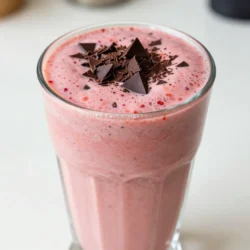 - 1 Tasse frische Erdbeeren, entkelcht - 1 gefrorene Banane - 1 Tasse Mandelmilch oder alternative Milch - 2 Esslöffel ungesüßtes Kakaopulver Diese Zutaten sind einfach zu finden. Frische Erdbeeren bringen den süßen Geschmack. Die gefrorene Banane macht den Smoothie cremig und kühl. Mandelmilch oder eine andere Milch gibt dir die Flüssigkeit, die du brauchst. Das Kakaopulver sorgt für den schokoladigen Geschmack. - 2 Esslöffel Honig oder Ahornsirup - 1/4 Tasse griechischer Joghurt - 1/2 Teelöffel Vanilleextrakt - Eiswürfel und Schokoladenspäne Honig oder Ahornsirup ist für die Süße wichtig. Griechischer Joghurt macht den Smoothie noch cremiger. Vanilleextrakt fügt eine schöne Note hinzu. Eiswürfel sind optional, aber sie machen den Smoothie dicker. Die Schokoladenspäne sind toll zum Garnieren und geben einen extra Crunch. Diese Zutaten machen den Schokoladen Erdbeere Smoothie zu einem leckeren Genuss. Die Kombination aus Schokolade und Erdbeeren sorgt für ein Geschmackserlebnis, das du lieben wirst. {{ingredient_image_2}} Zuerst entkelche die frischen Erdbeeren. Das bedeutet, dass du die grünen Blätter und den Stiel abtrennst. Nimm dann eine gefrorene Banane aus dem Gefrierfach. Diese Banane macht den Smoothie schön cremig und kühl. Jetzt musst du alle flüssigen Zutaten abmessen. Nimm eine Tasse Mandelmilch oder eine andere Milch deiner Wahl. Dann wiege zwei Esslöffel ungesüßtes Kakaopulver ab. Diese Zutat gibt dem Smoothie den Schokoladengeschmack. Nimm auch zwei Esslöffel Honig oder Ahornsirup. Das macht den Smoothie süß und lecker. Jetzt kommt der spannende Teil! Gib zuerst die flüssigen Zutaten in den Mixer. Beginne mit der Mandelmilch, gefolgt vom Kakaopulver, Honig und dem griechischen Joghurt. Füge dann die Erdbeeren und die gefrorene Banane hinzu. Diese Reihenfolge hilft, dass alles gut vermischt wird. Mixe alles auf hoher Stufe, bis die Mischung glatt und cremig ist. Wenn du merkst, dass etwas an den Seiten klebt, halte an und schabe die Seiten mit einem Spatel ab. So bleibt nichts zurück. Möchtest du einen dickeren Smoothie? Füge einfach ein paar Eiswürfel hinzu. Mixe dann erneut, bis alles gut vermischt ist. Probiere die Mischung und passe den Geschmack an. Wenn du es süßer magst, füge mehr Honig oder Ahornsirup hinzu. So kannst du den perfekten Schokoladen Erdbeere Smoothie kreieren, der genau nach deinem Geschmack ist. Um den perfekten Smoothie zu machen, sind Eiswürfel eine tolle Option. Sie geben dem Smoothie eine dickere und cremigere Textur. Fügen Sie drei bis vier Eiswürfel hinzu, wenn Sie einen dicken Smoothie mögen. Mixen Sie alles gut, bis es glatt ist. Die Menge an Flüssigkeit ist ebenfalls wichtig. Wenn der Smoothie zu dick ist, fügen Sie mehr Mandelmilch hinzu. Gießen Sie nach und nach, bis die gewünschte Konsistenz erreicht ist. Die Süße kann je nach Vorliebe angepasst werden. Sie können Honig oder Ahornsirup verwenden. Beginnen Sie mit zwei Esslöffeln und probieren Sie den Smoothie. Wenn er süßer sein soll, fügen Sie mehr hinzu. Alternativen zu den Zutaten sind auch möglich. Sie können Kokosmilch statt Mandelmilch verwenden. Oder versuchen Sie gefrorene Beeren für einen anderen Kick. Die Präsentation macht den Smoothie besonders. Servieren Sie ihn in hohen, klaren Gläsern. Das sieht ansprechend aus und zeigt die schönen Farben. Garnieren Sie den Smoothie mit dunklen Schokoladenspänen. Das macht ihn noch leckerer. Sie können auch ein paar frische Erdbeeren auf den Rand des Glases setzen. So wird der Smoothie zum echten Hingucker! Pro Tipps Wählen Sie reife Erdbeeren: Je reifer die Erdbeeren, desto süßer und geschmackvoller wird Ihr Smoothie. Experimentieren Sie mit Süßungsmitteln: Probieren Sie verschiedene Süßungsmittel wie Agavendicksaft oder Datteln für einen anderen Geschmack. Fügen Sie Protein hinzu: Erhöhen Sie den Nährwert, indem Sie Proteinpulver oder Nüsse für extra Cremigkeit hinzufügen. Garnieren für den Wow-Faktor: Verwenden Sie frische Minzblätter oder essbare Blüten als zusätzliche Garnitur für eine ansprechende Präsentation. {{image_4}} Um deinen Schokoladen Erdbeere Smoothie aufregender zu machen, füge andere Früchte hinzu. Himbeeren bringen eine schöne Säure. Eine gefrorene Banane macht den Smoothie noch cremiger. Du kannst auch Nussbutter hinzufügen. Das gibt einen tollen Nussgeschmack und mehr Protein. Proteinpulver ist auch eine gute Wahl. Es hilft dir, deinen täglichen Proteinbedarf zu decken. Wenn du eine vegane Option möchtest, ersetze den griechischen Joghurt durch Kokosjoghurt. Das macht den Smoothie ebenfalls cremig. Verwende pflanzliche Milch, um es vegan zu halten. Glutenfreie Alternativen sind einfach. Die Zutaten, die du verwendest, sind meist glutenfrei. Achte jedoch auf die Etiketten, um sicherzustellen, dass alles passt. Die Verwendung von saisonalen Früchten kann den Geschmack verbessern. Im Frühling und Sommer sind frische Erdbeeren ideal. Im Herbst kannst du Äpfel oder Birnen ausprobieren. Im Winter sind gefrorene Früchte eine gute Wahl. Sie sind oft süßer und voller Geschmack. Passe die Zutaten je nach Jahreszeit an. So hast du immer neue Geschmackserlebnisse. Um den Schokoladen Erdbeere Smoothie frisch zu halten, bewahre ihn im Kühlschrank auf. Der Smoothie bleibt dort für etwa zwei Tage genießbar. Verwende einen luftdichten Behälter, damit die Aromen erhalten bleiben. Eine andere Möglichkeit ist das Einfrieren des Smoothies. Gieße den Smoothie in Eiswürfelformen oder einen gefriersicheren Behälter. So hast du immer eine schnelle Erfrischung bereit. Zum Servieren, lasse die gefrorenen Würfel etwa zehn Minuten bei Raumtemperatur stehen. Frische Erdbeeren sind am besten, wenn sie rot und fest sind. Sie halten sich im Kühlschrank etwa drei bis fünf Tage. Eine gefrorene Banane bleibt mehrere Monate gut. Achte darauf, sie in einem Beutel oder Behälter zu lagern, damit sie nicht gefriert. Der Smoothie bleibt nach der Zubereitung im Kühlschrank für zwei Tage haltbar. Nach dieser Zeit kann die Konsistenz und der Geschmack leiden. Wenn du Reste hast, kannst du den Smoothie in einem anderen Rezept verwenden. Füge ihn zu Haferflocken oder Joghurt hinzu. So erhältst du ein leckeres Frühstück. Du kannst den Smoothie auch in einem Dessert verwenden. Mische ihn mit etwas Quark oder Frischkäse, um eine schokoladige Erdbeercreme zu machen. Diese schmeckt super zu Keksen oder als Füllung für Pfannkuchen. Ein Schokoladen-Erdbeer-Smoothie ist sehr gesund. Er enthält frische Erdbeeren, die reich an Vitaminen sind. Erdbeeren bieten viel Vitamin C und Antioxidantien. Die gefrorene Banane gibt dem Smoothie eine natürliche Süße und viele Ballaststoffe. Mandelmilch ist eine gute Milchalternative. Sie hat weniger Kalorien als normale Milch und ist laktosefrei. Ungesüßtes Kakaopulver bringt den Schokoladengeschmack ohne zusätzlichen Zucker. Griechischer Joghurt macht den Smoothie cremig und gibt Protein. Honig oder Ahornsirup kann als natürliches Süßungsmittel dienen. Ja, du kannst den Smoothie ohne Joghurt machen. Eine gute Option ist, mehr Banane zu verwenden. Dadurch bleibt der Smoothie cremig. Du kannst auch Kokosmilch oder Sojajoghurt nehmen. Diese Alternativen bieten ähnliche Texturen und Geschmäcker. Wenn du einen veganen Smoothie willst, wähle einfach pflanzliche Optionen. Ein Schokoladen-Erdbeer-Smoothie kann für Diabetiker geeignet sein. Es kommt auf die Süßstoffe an. Verwende weniger Honig oder Ahornsirup. Alternativ kannst du Stevia oder Erythrit benutzen. Diese Süßstoffe haben weniger Einfluss auf den Blutzucker. Achte darauf, die Portionen klein zu halten. Frische Erdbeeren sind eine gesunde Wahl. Sie haben einen niedrigen glykämischen Index. Ein Schokoladen-Erdbeer-Smoothie ist einfach zuzubereiten. Du brauchst nur frische Erdbeeren, gefrorene Banane, Mandelmilch und ungesüßtes Kakaopulver. Mit einigen zusätzlichen Zutaten kannst du den Geschmack anpassen. Das Mixen ist schnell, und mit unseren Tipps gelingt dir die perfekte Konsistenz. Experimentiere mit verschiedenen Früchten und halte deinen Smoothie frisch, indem du ihn richtig lagerst. Insgesamt ist dieser Smoothie nicht nur lecker, sondern auch eine gesunde Wahl. Genieße die Vielfalt und finde deinen Lieblingsmix!