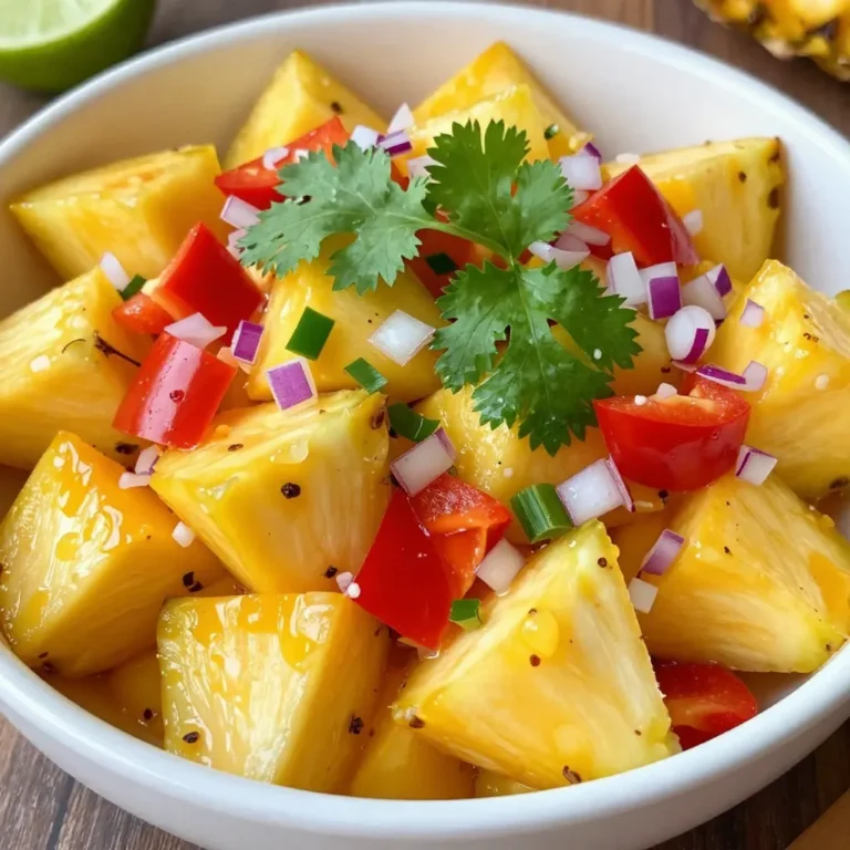 Für eine leckere Mango-Pineapple Salsa brauchen Sie einige frische Zutaten. Diese sind: - 1 reife Mango, gewürfelt - 1 Tasse frische Ananas, gewürfelt - 1/2 rote Paprika, fein gehackt - 1/4 rote Zwiebel, fein gehackt - 1 kleine Jalapeño, entkernt und fein gehackt (nach Geschmack anpassen) - 2 Esslöffel frischer Koriander, gehackt - Saft von 1 Limette - 1 Esslöffel Honig (optional, für zusätzliche Süße) - Salz und Pfeffer nach Geschmack Jede dieser Zutaten bringt frische Aromen in die Salsa. Die Kombination aus Mango und Ananas sorgt für eine süße Basis. Die Paprika und Zwiebel fügen Crunch und Geschmack hinzu. Die Jalapeño bringt eine angenehme Schärfe, die Sie nach Ihrem Geschmack anpassen können. Wenn Sie die Salsa noch interessanter machen möchten, können Sie ein paar zusätzliche Zutaten hinzufügen: - 1/4 Tasse frischer Minze, gehackt - 1 kleine Knoblauchzehe, fein gehackt - 1/2 Teelöffel Kreuzkümmel für einen warmen Geschmack Diese Zutaten geben Ihrer Salsa eine neue Dimension. Die Minze bringt Frische, der Knoblauch fügt Tiefe hinzu und der Kreuzkümmel sorgt für ein warmes Aroma. Experimentieren Sie und finden Sie Ihre perfekte Mischung. Falls Sie einige Zutaten nicht haben, gibt es Alternativen, die gut funktionieren: - Ananas kann durch Mango ersetzt werden, wenn Sie mehr Süße wollen. - Verwenden Sie grüne Paprika statt roter Paprika für einen anderen Geschmack. - Wenn Jalapeños nicht verfügbar sind, probieren Sie eine milde Paprika. Diese Alternativen helfen Ihnen, die Salsa auch mit anderen Zutaten zuzubereiten. So bleibt das Rezept flexibel und einfach anzupassen. {{ingredient_image_2}} Zuerst bereite ich die Zutaten vor. Ich würfle die reife Mango und Ananas in kleine Stücke. So wird die Salsa gleichmäßig und lecker. Die rote Paprika und Zwiebel hacke ich fein. Wenn die Zwiebel zu stark schmeckt, lege ich sie in kaltes Wasser. Nach zehn Minuten nehme ich sie heraus und lasse sie abtropfen. Dann entkerne ich die Jalapeño und hacke sie klein. Für mehr Schärfe lasse ich einige Kerne dran. In einer großen Schüssel kombiniere ich die gewürfelte Mango, Ananas, Paprika, Zwiebel und Jalapeño. Ich füge frischen Koriander, Limettensaft und, falls gewünscht, Honig hinzu. Der Honig bringt eine süße Note. Mit einem Löffel falte ich alles vorsichtig zusammen. Es ist wichtig, dass die Zutaten gut vermengt sind, aber ich möchte nicht, dass sie zerdrückt werden. Nun schmecke ich die Salsa mit Salz und Pfeffer ab. Ich mag es, die Aromen anzupassen, bis sie perfekt sind. Danach lasse ich die Salsa mindestens 15 Minuten ruhen. Diese Zeit hilft, die Aromen zu verbinden. Die Wartezeit lohnt sich, denn dann ist die Salsa besonders frisch und lecker. Um die beste Textur zu erreichen, schneide die Mango und Ananas in gleichmäßige Stücke. Achte darauf, dass sie nicht zu klein sind. So bleibt der frische Biss erhalten. Eine reife Mango hat eine sanfte, süße Note. Die Ananas bringt mit ihrer Säure einen tollen Kontrast. Auch die rote Paprika und die Zwiebel sollten fein gehackt werden. So mischt sich alles gut. Wenn du die Zwiebel milder magst, lege sie in kaltes Wasser. Das macht sie süßer. Die Jalapeño kann die Salsa schärfer machen. Wenn du es mild magst, entferne die Kerne. Sie sind die schärfsten Teile. Möchtest du mehr Schärfe, lasse einige Kerne drin. Beginne mit einer kleinen Menge und taste dich langsam vor. So findest du den perfekten Schärfegrad für deinen Geschmack. Wenn du die Jalapeño nicht magst, kannst du auch Paprika verwenden. Das gibt der Salsa einen süßen Geschmack. Mango-Pineapple Salsa passt super zu Tortilla-Chips. Sie ist auch lecker als Topping für gegrillten Fisch oder Hähnchen. Du kannst sie sogar zu Tacos oder Burritos geben. Serviere die Salsa in einer gekühlten Schüssel. Garniere sie mit frischem Koriander für einen schönen Look. Sieht toll aus und schmeckt frisch! Pro Tipps Frische Zutaten verwenden: Stellen Sie sicher, dass Ihre Mango und Ananas reif sind, um den besten Geschmack und die beste Textur für die Salsa zu gewährleisten. Schärfe anpassen: Beginnen Sie mit einer kleinen Menge Jalapeño und fügen Sie nach und nach mehr hinzu, bis die gewünschte Schärfe erreicht ist. Öl hinzufügen: Ein Spritzer Olivenöl kann der Salsa eine zusätzliche Geschmeidigkeit verleihen und die Aromen noch mehr zur Geltung bringen. Durchziehen lassen: Planen Sie, die Salsa mindestens 30 Minuten vor dem Servieren im Kühlschrank ziehen zu lassen, damit sich die Aromen gut vermischen. {{image_4}} Du kannst die Mango und Ananas ganz nach deinem Geschmack anpassen. Probiere Pfirsiche oder Kiwi für eine neue Note. Erdbeeren bringen eine süße Frische. Versuche auch, die Ananas durch Papaya zu ersetzen. Das gibt der Salsa eine tropische Wendung. Koriander ist ein Klassiker, aber du kannst auch Minze oder Basilikum nutzen. Diese Kräuter bringen neue Aromen. Für einen zusätzlichen Kick füge etwas Kreuzkümmel oder geräuchertes Paprikapulver hinzu. Diese Gewürze machen die Salsa spannend und einzigartig. Die Salsa ist nicht nur ein Dip für Chips. Du kannst sie auch als Sauce für gegrilltes Hähnchen oder Fisch verwenden. Diese frische Salsa passt perfekt zu Tacos oder Burritos. Du kannst sie auch auf Salaten verwenden. So wird jedes Gericht bunter und schmackhafter. Um die Mango-Pineapple Salsa frisch zu halten, benutze einen luftdichten Behälter. Stelle sicher, dass die Salsa gut abgedeckt ist. Dadurch bleibt die Frische erhalten und die Aromen bleiben intensiv. Lagere die Salsa im Kühlschrank, um die Haltbarkeit zu verlängern. Die Salsa bleibt im Kühlschrank etwa 3 bis 5 Tage frisch. Nach dieser Zeit kann die Qualität nachlassen. Achte auf Farbveränderungen oder einen schlechten Geruch. Wenn etwas nicht stimmt, wirf die Salsa lieber weg. Wenn du die Salsa länger aufbewahren möchtest, friere sie ein. Verwende einen gefrierfesten Behälter oder einen Gefrierbeutel. Lass etwas Platz, da sich die Salsa beim Gefrieren ausdehnt. So bleibt sie bis zu 3 Monate haltbar. Auftauen kannst du sie im Kühlschrank oder bei Raumtemperatur. Ja, du kannst die Salsa im Voraus machen. Bereite sie bis zu einem Tag vorher zu. Lagere sie in einem luftdichten Behälter im Kühlschrank. So können die Aromen gut durchziehen. Ich empfehle, die Salsa vor dem Servieren kurz umzurühren. Mango-Pineapple Salsa passt zu vielen Gerichten. Hier sind einige Ideen: - Gegrilltes Hähnchen - Gebratenen Fisch - Tacos mit Rind oder Gemüse - Tortilla-Chips als Dip - Burger für einen frischen Kick Diese Kombinationen bringen den fruchtigen Geschmack wirklich zur Geltung. Die Salsa ist leicht anpassbar. Hier sind einige Tipps: - Ersetze die Zwiebel durch Frühlingszwiebeln, wenn du Zwiebeln nicht magst. - Verwende grüne Paprika statt roter Paprika, um den Geschmack zu ändern. - Lass die Jalapeño weg, wenn du es mild magst. - Nutze Limettensaft oder einen anderen Zitrussaft, wenn du keine Limette hast. Diese Anpassungen machen die Salsa sicher und lecker für jeden! Diese Mango-Pineapple Salsa ist einfach und lecker. Wir haben die Zutaten, das Mischen und die besten Tipps behandelt. Du kannst deine eigene Note hinzufügen und die Salsa nach deinem Geschmack anpassen. Denke daran, die Salsa frisch zu lagern oder sogar einzufrieren. Sie passt gut zu vielen Gerichten. Nutze die vielen Variationen, die ich angegeben habe. Ich hoffe, du hast Spaß beim Experimentieren und Genuss dieser tollen Salsa!