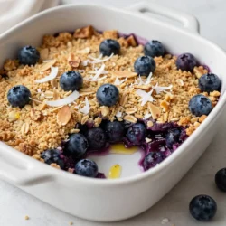 Für diesen leckeren Blaubeer-Kokos-Crumble brauchen wir einige wichtige Zutaten. Diese sind: - 2 Tassen frische oder gefrorene Heidelbeeren - 1 Esslöffel Zitronensaft - 1 Tasse Mandelmehl - 1 Tasse ungesüßte Kokosraspel - 1/2 Tasse Haferflocken - 1/4 Tasse brauner Zucker oder Kokoszucker - 1/2 Teelöffel Zimt - 1/4 Teelöffel Salz - 1/2 Tasse geschmolzenes Kokosöl - 1/4 Tasse gehackte Nüsse, wie Mandeln oder Pekannüsse Die Heidelbeeren geben dem Crumble eine süße, fruchtige Note. Das Mandelmehl sorgt für einen nussigen Geschmack. Die Kokosraspel und das Kokosöl bringen eine tropische Frische in das Gericht. Der Zitronensaft hebt den Geschmack der Heidelbeeren hervor. Er bringt eine feine Säure, die die Süße ausbalanciert. Ahornsirup fügt eine zusätzliche süße Note hinzu. Wenn du es süßer magst, nimm den Sirup. Es gibt viele süße Alternativen. Du kannst zum Beispiel Honig oder Agavendicksaft verwenden. Diese bieten einen anderen Geschmack und sind oft gesünder. Kokoszucker ist eine tolle Option. Er hat einen niedrigen glykämischen Index. So bleibt dein Blutzucker stabiler. {{ingredient_image_2}} Zuerst nimmst du die Heidelbeeren. Frisch oder gefroren, beides geht gut. Du brauchst zwei Tassen. Gib dann einen Esslöffel Zitronensaft dazu. Das gibt einen tollen Geschmack. Wenn du magst, füge einen Esslöffel Ahornsirup hinzu. Rühre die Mischung vorsichtig um. Stelle die Heidelbeeren dann beiseite. Jetzt machen wir die Crumble-Mischung. Nimm eine große Schüssel. Gib eine Tasse Mandelmehl hinein. Füge eine Tasse ungesüßte Kokosraspel und eine halbe Tasse Haferflocken hinzu. Dann kommt eine viertel Tasse brauner Zucker und ein halber Teelöffel Zimt dazu. Vergiss das Salz nicht, ein viertel Teelöffel reicht. Mische alles gut durch. Jetzt fügen wir das geschmolzene Kokosöl hinzu. Das macht die Mischung krümelig. Rühre weiter, bis alles gleichmäßig verteilt ist. Heize deinen Ofen auf 175°C vor. Nimm eine gefettete Auflaufform. Die Größe sollte 20x20 cm sein. Verteile die Heidelbeermischung gleichmäßig auf dem Boden. Jetzt streue die Crumble-Mischung oben drauf. Achte darauf, dass alles gut bedeckt ist. Du kannst auch gehackte Nüsse darüber streuen. Das sorgt für einen tollen Crunch. Backe das Ganze 25-30 Minuten. Es sollte goldbraun und sprudelnd sein. Lass es ein paar Minuten abkühlen, bevor du servierst. Um den Crumble perfekt zu backen, achte auf die Temperatur. Stelle sicher, dass dein Ofen auf 175°C vorheizt. Backe den Crumble für 25-30 Minuten. Halte ein Auge darauf, bis er goldbraun ist. Wenn die Oberfläche sprudelt, ist er bereit. Lass ihn ein paar Minuten abkühlen. So bleibt die Füllung schön saftig. Serviere den Blaubeer-Kokos-Crumble warm. Ein Tipp: Füge eine Kugel Vanille-Kokos-Eiscreme oben drauf. Das macht das Dessert noch leckerer. Du kannst auch einen Klecks geschlagene Kokoscreme hinzufügen. Streue frische Heidelbeeren und Kokosraspel oben drauf. So sieht dein Gericht toll aus und schmeckt fantastisch. Wenn du Reste hast, bewahre den Crumble in einem luftdichten Behälter auf. So bleibt er frisch. Du kannst ihn im Kühlschrank bis zu drei Tage lagern. Zum Aufwärmen lege ihn in den Ofen. Eine Temperatur von 160°C ist ideal. Backe ihn für etwa 10 Minuten, bis er warm ist. So schmeckt er fast wie frisch gebacken. Pro Tipps Frische Heidelbeeren: Verwenden Sie frische Heidelbeeren, wenn möglich, um den besten Geschmack und die beste Textur zu erzielen. Kokosöl ersetzen: Sie können das Kokosöl durch geschmolzene Butter ersetzen, wenn Sie einen reichhaltigeren Geschmack wünschen. Variationen: Experimentieren Sie mit verschiedenen Früchten wie Äpfeln oder Pfirsichen, um neue Geschmäcker zu entdecken. Vegan und glutenfrei: Dieses Rezept ist von Natur aus vegan und glutenfrei, was es zu einer großartigen Option für viele Ernährungsweisen macht. {{image_4}} Du kannst viele Früchte für diesen Crumble nutzen. Äpfel, Pfirsiche oder sogar Himbeeren sind großartig. Jede Frucht bringt ihren eigenen Geschmack. Probiere, verschiedene Kombinationen zu testen. Das macht das Gericht spannend und neu. Wenn du glutenfrei essen möchtest, gibt es tolle Optionen. Nutze einfach glutenfreies Hafermehl statt normalem Hafer. Auch Mandelmehl ist eine gute Wahl. Es macht den Crumble lecker und sorgt für eine tolle Konsistenz. Füge Zimt oder Muskatnuss für mehr Geschmack hinzu. Diese Gewürze passen gut zu den Beeren. Für einen knusprigen Biss kannst du Nüsse wie Mandeln oder Walnüsse verwenden. Auch Kokosraspel sind eine gute Wahl. Sie bringen einen tollen tropischen Geschmack in das Gericht. Experimentiere ruhig mit neuen Zutaten! Um den Blaubeer-Kokos-Crumble frisch zu halten, lassen Sie ihn zuerst abkühlen. Stellen Sie sicher, dass er auf Raumtemperatur kommt. Dann können Sie ihn in einen luftdichten Behälter legen. Dies hält die Feuchtigkeit und den Geschmack gut. Wenn Sie den Crumble in der Auflaufform lassen, decken Sie ihn mit Frischhaltefolie ab. Für die beste Lagerung empfehlen sich zwei Methoden: - Kühlschrank: Lagern Sie den Crumble im Kühlschrank für bis zu fünf Tage. - Gefrierfach: Für längere Haltbarkeit, frieren Sie den Crumble ein. Verwenden Sie gefriergeeignete Behälter oder Beutel. So bleibt der Crumble bis zu drei Monate frisch. Im Kühlschrank bleibt der Blaubeer-Kokos-Crumble etwa fünf Tage genießbar. Im Gefrierfach hält er bis zu drei Monate. Achten Sie darauf, ihn gut zu verpacken, um Gefrierbrand zu vermeiden. Wenn Sie ihn genießen möchten, tauen Sie ihn einfach über Nacht im Kühlschrank auf. Erwärmen Sie ihn dann im Ofen für die beste Textur. Ja, gefrorene Heidelbeeren sind perfekt! Sie sind praktisch und sparen Zeit. Achte darauf, sie nicht vorher aufzutauen. So bleiben sie saftig und frisch. Wenn du sie direkt aus dem Gefrierfach verwendest, kann der Crumble etwas länger brauchen. Um den Crumble knuspriger zu machen, kannst du mehr Haferflocken oder Nüsse hinzufügen. Außerdem hilft es, die Mischung gut zu vermengen. Das geschmolzene Kokosöl sorgt für eine schöne Kruste. Ein wenig länger backen kann auch helfen, den gewünschten Crunch zu erreichen. Blaubeer-Kokos-Crumble passt wunderbar zu Vanille-Kokos-Eiscreme. Auch geschlagene Kokoscreme ist lecker dazu. Frische Heidelbeeren als Garnitur machen das Gericht noch schöner. So wird es ein echter Genuss! Der Blaubeer-Kokos-Crumble ist einfach und lecker. Wir haben die besten Zutaten besprochen, die Zubereitung Schritt für Schritt erklärt und wertvolle Tipps gegeben. Variationen bieten viele Möglichkeiten für neuen Geschmack. Außerdem haben wir alle wichtigen Fragen geklärt. Denk daran, dass frische Zutaten und die richtige Technik den besten Crumble bringen. Probiere verschiedene Früchte und Süßungsmittel aus. So zauberst du dein persönliches Meisterwerk!