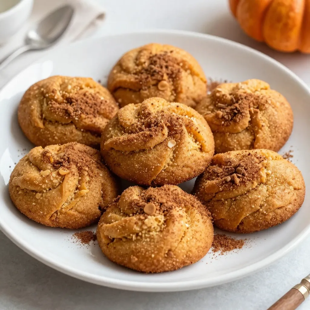 Für die perfekten Kürbisgewürz Snickerdoodles benötigst du folgende Hauptzutaten: - 1 Tasse ungesalzene Butter, weich - 1 Tasse Kristallzucker - 1/2 Tasse brauner Zucker, fest gepackt - 1/2 Tasse Kürbispüree - 1 großes Ei - 1 Teelöffel Vanilleextrakt - 2 3/4 Tassen Weizenmehl - 2 Teelöffel Weinstein - 1 Teelöffel Natron - 1 Teelöffel gemahlener Zimt - 1/2 Teelöffel gemahlene Muskatnuss - 1/2 Teelöffel gemahlener Ingwer - 1/4 Teelöffel Salz Diese Zutaten sorgen für einen weichen, geschmackvollen Keks. Das Kürbispüree gibt den Keksen eine schöne Feuchtigkeit und den perfekten Herbstgeschmack. Für die Zuckerglasur benötigst du: - 1/4 Tasse Kristallzucker - 1 Esslöffel gemahlener Zimt - 1 Teelöffel Kürbiskuchengewürz Diese Mischung sorgt für einen süßen, würzigen Überzug, der die Kekse noch besser macht. Falls du einige Zutaten nicht zur Hand hast, gibt es gute Alternativen: - Du kannst die ungesalzene Butter durch Kokosöl ersetzen. - Anstelle von Weizenmehl kann auch Mandelmehl verwendet werden. - Wenn du keinen braunen Zucker hast, mische Kristallzucker mit etwas Melasse. - Für die vegane Variante, ersetze das Ei durch ein "Chia-Ei" (1 Esslöffel Chiasamen + 2,5 Esslöffel Wasser). Mit diesen Alternativen kannst du die Kekse nach deinem Geschmack anpassen und trotzdem genießen. {{ingredient_image_2}} Heize deinen Ofen auf 175 °C vor. Nimm zwei Backbleche und lege sie mit Backpapier aus. Das Backpapier hilft, die Kekse nicht kleben zu lassen. So bleibt die Küche sauber und die Kekse perfekt. In einer großen Schüssel vermischst du die weiche Butter mit Kristallzucker und braunem Zucker. Nutze einen Handmixer oder eine Küchenmaschine. Schlage die Mischung, bis sie hell und luftig ist. Das dauert etwa 2 bis 3 Minuten. Füge dann das Kürbispüree, das Ei und den Vanilleextrakt hinzu. Rühre alles gut durch, bis es gut vermischt ist. In einer anderen Schüssel mische das Weizenmehl, Weinstein, Natron, Zimt, Muskatnuss, Ingwer und Salz. Rühre die trockenen Zutaten nach und nach in die nassen Zutaten ein. Mische nur, bis alles gerade so verbunden ist. Achte darauf, nicht zu lange zu mixen, damit die Kekse weich bleiben. In einer kleinen Schüssel vermische die Zutaten für die Zuckerglasur: Kristallzucker, Zimt und Kürbiskuchengewürz. Das gibt den Keksen einen tollen Geschmack und noch mehr Süße. Nimm mit einem Esslöffel Teigportionen ab. Rolle jede Portion in der Zuckermischung, bis sie gleichmäßig bedeckt ist. Lege die Teigkugeln mit genug Abstand auf die Backbleche. Ein Abstand von etwa 5 cm ist ideal, damit sie beim Backen Platz haben. Backe die Kekse für 10 bis 12 Minuten. Die Ränder sollten leicht goldbraun sein, während die Mitte etwas weich bleibt. Das sorgt für die perfekte Konsistenz. Lass die Kekse 5 Minuten auf dem Blech abkühlen, bevor du sie auf ein Kuchengitter legst. So können sie vollständig auskühlen. Ein häufiger Fehler beim Backen ist, die Butter zu schmelzen. Verwenden Sie weiche Butter, nicht flüssige. Das sorgt für die richtige Konsistenz. Ein weiterer Fehler ist, die Kekse zu lange zu backen. Sie sollten leicht golden, aber nicht hart sein. Wenn Sie die Kekse überbacken, verlieren sie ihre weiche Textur. Achten Sie darauf, die Kekse rechtzeitig aus dem Ofen zu nehmen. Die perfekte Konsistenz erreichen Sie durch die richtige Mischung der Zutaten. Mischen Sie die trockenen Zutaten getrennt, bevor Sie sie zu den nassen Zutaten hinzufügen. Rühren Sie nur, bis alles gerade vermischt ist. Zu langes Rühren kann die Kekse hart machen. Lassen Sie den Teig auch kurz ruhen. Das gibt ihm Zeit, sich zu setzen und die Aromen zu entwickeln. Es gibt viele Möglichkeiten, dieses Rezept anzupassen. Fügen Sie Schokoladenstückchen hinzu, um eine süße Note zu bekommen. Für einen nussigen Geschmack verwenden Sie gehackte Nüsse oder Mandeln. Wenn Sie es schokoladig mögen, können Sie Kakaopulver einarbeiten. Für eine glutenfreie Option ersetzen Sie das Weizenmehl durch eine glutenfreie Mehlmischung. Seien Sie kreativ und probieren Sie verschiedene Gewürze aus! Pro Tipps Butter richtig temperieren: Stellen Sie sicher, dass die Butter Zimmertemperatur hat, bevor Sie sie verwenden, um eine gleichmäßige und luftige Konsistenz zu erreichen. Kürbispüree selbst machen: Für einen intensiveren Geschmack können Sie frisches Kürbispüree anstelle von Dosen verwenden. Rösten Sie den Kürbis vorher für mehr Aroma. Teig nicht übermixen: Mischen Sie die Zutaten nur bis sie gerade kombiniert sind, um zähe Kekse zu vermeiden. Ein paar Klumpen sind in Ordnung! Abkühlen lassen: Lassen Sie die Kekse nach dem Backen einige Minuten auf dem Blech abkühlen, damit sie die ideale Konsistenz erreichen und nicht zerbrechen. {{image_4}} Kürbisgewürz Snickerdoodles sind schon lecker, aber Schokolade macht sie besser. Fügen Sie einfach 1 Tasse Schokoladenstückchen zum Teig hinzu. Die Schokolade schmilzt während des Backens und gibt einen tollen Geschmack. Diese Kekse sind perfekt für alle, die Schokolade lieben! Wenn Sie glutenfrei backen möchten, können Sie das Weizenmehl ersetzen. Verwenden Sie eine glutenfreie Mehlmischung, die eins zu eins funktioniert. Achten Sie darauf, dass die Mischung Xanthan enthält, um die Struktur zu halten. Ihre Kekse werden genauso köstlich und zart sein. Für vegane Kürbisgewürz Snickerdoodles tauschen Sie die Butter und das Ei aus. Verwenden Sie 1/2 Tasse Kokosöl anstelle von Butter. Ersetzen Sie das Ei durch 1/4 Tasse Apfelmus oder 1 Esslöffel Leinsamen, gemischt mit 3 Esslöffel Wasser. Diese Alternativen sorgen für feuchte und leckere Kekse! Um die Frische Ihrer Kürbisgewürz Snickerdoodles zu bewahren, lagern Sie sie in einem luftdichten Behälter. Stellen Sie sicher, dass die Kekse gut abgekühlt sind, bevor Sie sie einpacken. Ein Glasbehälter eignet sich hervorragend, um sie frisch zu halten. Vermeiden Sie es, die Kekse in den Kühlschrank zu legen, da dies ihre Textur beeinträchtigen kann. Bei Raumtemperatur bleiben sie weich und lecker. Kürbisgewürz Snickerdoodles bleiben etwa eine Woche frisch, wenn sie richtig gelagert sind. Wenn Sie die Kekse länger aufbewahren möchten, frieren Sie sie ein. Legen Sie die Kekse in einen gefrierfesten Beutel und entfernen Sie so viel Luft wie möglich. So halten sie sich bis zu drei Monate im Gefrierfach. Achten Sie darauf, die Kekse vor dem Essen im Kühlschrank oder bei Raumtemperatur langsam aufzutauen. Wenn Ihre Kekse etwas trocken geworden sind, gibt es einfache Wege, sie aufzufrischen. Legen Sie einen halben Apfel oder ein Stück Brot in den Behälter. Die Feuchtigkeit wird die Kekse wieder weich machen. Alternativ können Sie die Kekse kurz in der Mikrowelle erwärmen. Nur 10–15 Sekunden genügen, um sie wieder warm und lecker zu machen. So schmecken sie fast wie frisch gebacken! Snickerdoodles sind weiche, süße Kekse mit einer Zimt-Zucker-Hülle. Sie haben eine leicht chewy Textur und einen tollen Geschmack. Diese Kekse enthalten oft Weinstein, der ihnen eine besondere Konsistenz gibt. Traditionell sind Snickerdoodles einfach, aber sehr beliebt. Sie sind perfekt für jede Gelegenheit. Ja, du kannst Kürbispüree leicht selbst machen. Nimm einen frischen Kürbis, schneide ihn auf und entferne die Kerne. Koche die Stücke in Wasser oder backe sie im Ofen, bis sie weich sind. Püriere das Fruchtfleisch in einem Mixer oder mit einer Gabel. So hast du frisches Kürbispüree für deine Kekse. Aus diesem Rezept bekommst du etwa 24 Kekse. Die genaue Anzahl kann variieren, je nachdem wie groß du die Teigportionen machst. Ein Esslöffel hilft, gleichmäßige Kugeln zu formen. So kannst du die Anzahl der Kekse gut kontrollieren. Ja, Snickerdoodles lassen sich vegan machen. Ersetze die Butter durch vegane Margarine. Nutze auch ein pflanzliches Ei-Ersatzmittel, wie Apfelmus oder Leinsamen. Diese Alternativen geben deinen Keksen die richtige Textur und machen sie lecker. Wenn du kein Kürbisgewürz hast, kannst du eine Mischung aus Zimt, Muskatnuss und Ingwer nutzen. Diese Gewürze bringen ähnliche Aromen in deine Kekse. Du kannst die Mengen nach deinem Geschmack anpassen. Die Zutaten für Kürbisgewürz Snickerdoodles sind einfach und lecker. Wir haben die Hauptzutaten sowie Alternativen besprochen. In der Schritt-für-Schritt-Anleitung haben Sie gelernt, wie man den Teig zubereitet und die Kekse perfekt backt. Tipps und Tricks halfen Ihnen, Fehler zu vermeiden und die Konsistenz zu optimieren. Verschiedene Variationen bieten spannende Möglichkeiten für alle. Denken Sie an die richtigen Lagerungshinweise, um die Frische zu bewahren. Snickerdoodles sind vielseitig und einfach zuzubereiten – viel Spaß beim Backen!