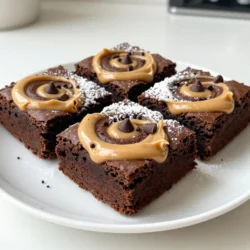 Um die Schokoladen-Erdnussbutter-Brownies perfekt zu machen, benötigen Sie: - 120 g ungesalzene Butter - 200 g Kristallzucker - 2 große Eier - 1 Teelöffel Vanilleextrakt - 40 g ungesüßtes Kakaopulver - 65 g Weizenmehl - 1/4 Teelöffel Salz - 1/4 Teelöffel Backpulver - 125 g cremige Erdnussbutter - 50 g Schokoladenstückchen (optional) Jede Zutat spielt eine wichtige Rolle. Die ungesalzene Butter bringt einen reichen Geschmack. Der Zucker sorgt für die süße Note. Kakaopulver gibt Ihnen den tiefen Schokoladengeschmack. Weizenmehl sorgt für die Struktur. Wenn Sie Allergien haben, können Sie einige Zutaten ersetzen: - Ersetzen Sie die Butter durch Kokosöl oder vegane Butter. - Verwenden Sie Eiersatz wie Apfelmus oder Leinsamen für eine vegane Option. - Für glutenfreie Brownies nutzen Sie eine glutenfreie Mehlmischung. - Nutzen Sie Mandelbutter anstelle von Erdnussbutter, wenn jemand Nussallergien hat. Diese Alternativen helfen Ihnen, die Brownies an Ihre Bedürfnisse anzupassen. Die Wahl der richtigen Zutaten ist wichtig: - Verwenden Sie frische Eier. Diese geben den besten Geschmack und die beste Textur. - Achten Sie auf hochwertige Schokolade und Kakaopulver. Das macht die Brownies noch schokoladiger. - Kaufen Sie Erdnussbutter ohne Zuckerzusatz. So bleibt der natürliche Geschmack erhalten. - Achten Sie auf die Frische des Mehls. Altes Mehl kann die Textur beeinträchtigen. Gute Zutaten machen den Unterschied. Qualität sorgt für den besten Genuss. {{ingredient_image_2}} Heizen Sie Ihren Ofen auf 175°C vor. Fetten Sie eine 23x23 cm große Backform ein. Alternativ können Sie die Form mit Backpapier auslegen. Dies hilft beim einfachen Herausnehmen der Brownies. Achten Sie darauf, dass die Form gut vorbereitet ist, um ein Ankleben zu vermeiden. Schmelzen Sie die ungesalzene Butter in einem mittelgroßen Topf bei niedriger Hitze. Nehmen Sie den Topf vom Herd und fügen Sie den Kristallzucker hinzu. Rühren Sie die Mischung gut um. Lassen Sie die Mischung leicht abkühlen. Schlagen Sie dann die Eier nacheinander unter. Fügen Sie den Vanilleextrakt hinzu. In einer separaten Schüssel vermischen Sie Kakaopulver, Mehl, Salz und Backpulver. Geben Sie diese Mischung nach und nach in die nasse Mischung. Rühren Sie, bis alles gerade so vermischt ist. Gießen Sie den Teig in die vorbereitete Backform und glätten Sie die Oberfläche mit einem Spatel. Erhitzen Sie die Erdnussbutter in einer kleinen Schüssel für etwa 20 Sekunden in der Mikrowelle. Geben Sie Löffel von der warmen Erdnussbutter auf den Teig. Verwenden Sie ein Messer oder einen Zahnstocher, um die Erdnussbutter sanft in den Teig zu swirlieren. Wenn gewünscht, streuen Sie die Schokoladenstückchen darüber. Backen Sie die Brownies für 20-25 Minuten. Um die Garzeit zu testen, stechen Sie einen Zahnstocher in die Mitte der Brownies. Er sollte mit einigen feuchten Krümeln herauskommen, aber nicht mit nassem Teig. Lassen Sie die Brownies in der Form abkühlen, bevor Sie sie in Stücke schneiden. So erhalten Sie die besten Ergebnisse. Um die perfekte Konsistenz für Ihre Brownies zu erreichen, ist die Mischung der Zutaten entscheidend. Vermengen Sie die trockenen Zutaten gut, bevor Sie sie zur feuchten Mischung geben. Rühren Sie nur, bis alles kombiniert ist. Übermixen kann die Brownies zäh machen. Achten Sie darauf, dass die Butter nicht zu heiß ist, wenn Sie den Zucker hinzufügen. So bleibt die Mischung schön cremig. Ein häufiger Fehler ist, die Brownies zu lange zu backen. Überprüfen Sie die Garzeit mit einem Zahnstocher. Der Zahnstocher sollte mit wenigen feuchten Krümeln herauskommen, nicht mit nassem Teig. Ein weiterer Fehler ist das Abkühlen der Brownies in der Form. Lassen Sie sie vollständig abkühlen, bevor Sie sie schneiden. So bekommen Sie saubere Stücke und die Brownies behalten ihre Form. Für eine ansprechende Präsentation können Sie die Brownies auf einem rustikalen Holzbrett anrichten. Bestäuben Sie sie leicht mit Puderzucker für einen schönen Effekt. Servieren Sie die Brownies zusammen mit einer Portion Vanilleeis oder einem Schokoladensauce. Die Kombination aus warmen Brownies und kaltem Eis ist einfach unwiderstehlich. Pro Tipps Butter richtig schmelzen: Achten Sie darauf, die Butter bei niedriger Hitze zu schmelzen, um ein Überhitzen und Klumpenbildung zu vermeiden. Erdnussbutter erwärmen: Erwärmen Sie die Erdnussbutter in der Mikrowelle, um sie leichter swirlbar zu machen und gleichmäßige Marmorierungen zu erzielen. Backzeit überwachen: Überprüfen Sie die Brownies 2-3 Minuten vor Ende der angegebenen Backzeit, um sicherzustellen, dass sie nicht überbacken werden. Abkühlen lassen: Lassen Sie die Brownies vollständig in der Form abkühlen, bevor Sie sie schneiden, um eine bessere Textur und Form zu erhalten. {{image_4}} Du kannst deinem Schokoladen-Erdnussbutter-Brownie viele leckere Zusätze hinzufügen. Nüsse wie Walnüsse oder Mandeln geben einen tollen Crunch. Getrocknete Früchte wie Cranberries oder Kirschen sorgen für eine fruchtige Note. Füge einfach etwa 100 g deiner Wahl hinzu, bevor du den Teig backst. So wird jeder Biss spannend und neu. Für vegane Brownies kannst du die Eier durch Apfelmus oder Leinsamen ersetzen. Verwende 60 g Apfelmus pro Ei oder 1 Esslöffel Leinsamen mit 3 Esslöffeln Wasser. Das macht die Brownies genauso lecker! Für glutenfreie Brownies ersetze das Weizenmehl durch glutenfreies Mehl oder Mandelmehl. Achte darauf, dass alle anderen Zutaten ebenfalls glutenfrei sind. Du kannst verschiedene Schokoladensorten verwenden, um den Brownies einen neuen Geschmack zu geben. Zartbitter- oder Vollmilchschokolade sind tolle Optionen. Für einen intensiveren Geschmack probiere dunkle Schokolade mit 70% Kakao. Du kannst auch weiße Schokolade für eine süßere Variante wählen. Experimentiere und finde die Sorte, die dir am besten gefällt. Um die Schokoladen-Erdnussbutter-Brownies frisch zu halten, lege sie in einen luftdichten Behälter. Stelle sicher, dass sie vollständig abgekühlt sind, bevor du sie lagerst. So verhinderst du, dass sie matschig werden. Bei Raumtemperatur bleiben die Brownies bis zu einer Woche frisch. Wenn du die Brownies länger aufbewahren möchtest, friere sie ein. Schneide die Brownies in Stücke und lege sie in einen Gefrierbeutel. Drücke die Luft heraus, bevor du den Beutel verschließt. So bleiben sie bis zu drei Monate haltbar. Wenn du bereit bist, sie zu genießen, lasse sie einfach bei Raumtemperatur auftauen. Nutze einen stabilen Behälter aus Kunststoff oder Glas mit einem Deckel für die Aufbewahrung. Achte darauf, dass der Behälter nicht zu klein ist, damit die Brownies sich nicht quetschen. Wenn du sie stapelst, lege etwas Backpapier zwischen die Schichten. So bleiben sie schön und unversehrt. Die Brownies sind in einem luftdichten Behälter bis zu einer Woche haltbar. Sie bleiben weich und schokoladig. Lagern Sie sie bei Raumtemperatur, um die beste Textur zu erhalten. Wenn Sie sie länger aufbewahren möchten, können Sie sie einfrieren. So bleiben sie bis zu drei Monate frisch. Ja, Sie können die Erdnussbutter ersetzen. Mandelbutter oder Cashewbutter sind gute Alternativen. Diese Nussbutter geben ebenfalls einen tollen Geschmack. Wenn Sie eine nussfreie Option wünschen, verwenden Sie Sonnenblumenbutter. Diese hat einen ähnlichen Geschmack und eine ähnliche Textur. Um perfekte Brownies zu schneiden, lassen Sie sie vollständig abkühlen. Benutzen Sie ein scharfes, heißes Messer. Tauchen Sie das Messer in heißes Wasser, wischen Sie es trocken und schneiden Sie dann die Brownies. So erhalten Sie saubere, gerade Stücke ohne zerbröseln. In diesem Artikel haben wir die besten Zutaten für Brownies und Alternativen für Allergiker behandelt. Wir haben die perfekte Schritt-für-Schritt-Anleitung für die Zubereitung gegeben und Tipps für die ideale Konsistenz geteilt. Auch Variationen und Lagerungshinweise wurden erklärt. Um das Beste aus Ihren Brownies herauszuholen, beachten Sie diese Tipps. Experimentieren Sie mit Zutaten und Varianten. So finden Sie Ihre Lieblingsversion. Frische und Qualität machen einen großen Unterschied. Genießen Sie Ihre köstlichen Kreationen!