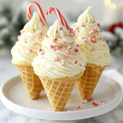 Für die Peppermint Candy Cane Cupcake Cones benötigst du folgende Hauptzutaten: - 1 Tasse Weizenmehl - 1/2 Tasse Zucker - 1/2 Teelöffel Backpulver - 1/4 Teelöffel Natron - 1/4 Teelöffel Salz - 1/2 Tasse ungesalzene Butter, weich - 2 große Eier - 1/4 Tasse Sauerrahm - 1 Teelöffel Vanilleextrakt - 1/2 Teelöffel Pfefferminzextrakt - 1/2 Tasse zerstoßene Zuckerstangen (plus extra zum Garnieren) - 1 Tasse Buttercreme (gekauft oder selbstgemacht) - 12 Waffelbecher Diese Zutaten sorgen für einen süßen und frischen Geschmack. Die Kombination aus Pfefferminz und Zuckerstangen macht die Cupcake-Cones festlich und lecker. Die Garnierung macht deine Cupcake-Cones besonders. Hier sind einige Ideen: - Zerstoßene Zuckerstangen für die Oberseite - Ein kleiner Zuckerstab, der in das Frosting gesteckt wird - Eine festliche Fahne oder kleine Dekorationen Diese Extras verleihen jedem Biss einen besonderen Touch. Sie machen die Cupcake-Waffeln noch ansprechender. Falls du einige Zutaten nicht hast, gibt es gute Alternativen: - Du kannst Mandelmehl anstelle von Weizenmehl verwenden. - Brauner Zucker kann den weißen Zucker ersetzen. - Pflanzenöl funktioniert gut, wenn du keine Butter hast. - Für eine vegane Option kannst du die Eier durch Apfelmus ersetzen. Diese Ersetzungen helfen, die Cupcake-Cones an deine Bedürfnisse anzupassen. Sei kreativ und finde die beste Kombination für dich! {{ingredient_image_2}} Zuerst heizen Sie den Ofen auf 175°C vor. Bereiten Sie Ihre Muffinform vor. Verwenden Sie Papierförmchen oder metallene Förmchen. Diese helfen, die Cupcake-Waffeln gut zu halten. Messen Sie alle Zutaten ab. Das sorgt für ein gutes Ergebnis. In einer großen Schüssel mischen Sie das Mehl, den Zucker, das Backpulver, das Natron und das Salz. Rühren Sie gut, damit alles gleichmäßig verteilt ist. In einer anderen Schüssel schlagen Sie die weiche Butter. Sie sollte fluffig sein. Fügen Sie die Eier nacheinander hinzu. Rühren Sie nach jedem Ei gut um. Jetzt geben Sie den Sauerrahm, den Vanilleextrakt und den Pfefferminzextrakt dazu. Mischen Sie alles gut. Geben Sie nun die trockenen Zutaten zur feuchten Mischung. Rühren Sie nur so lange, bis der Teig verbunden ist. Zu viel Rühren macht den Teig hart. Dann heben Sie die zerstoßenen Zuckerstangen vorsichtig unter. Gießen Sie den Teig vorsichtig in die Waffelbecher. Füllen Sie sie nur zu zwei Drittel. Stellen Sie die gefüllten Waffelbecher in die Muffinform. So stehen sie beim Backen aufrecht. Backen Sie die Waffeln 18 bis 20 Minuten. Machen Sie den Zahnstocher-Test: Wenn er sauber herauskommt, sind sie fertig. Lassen Sie die Waffeln 10 Minuten in der Form abkühlen. Danach legen Sie sie auf ein Kuchengitter. Sobald die Waffeln abgekühlt sind, bestreichen Sie die Oberseiten mit Buttercreme. Dekorieren Sie sie mit den restlichen zerstoßenen Zuckerstangen. So erhalten sie einen festlichen Look. Um perfekte Cupcake-Waffeln zu backen, sollten Sie einige Fehler vermeiden. - Verwenden Sie immer frische Zutaten. Alte Zutaten können den Geschmack ruinieren. - Messen Sie die Zutaten genau ab. Zu viel oder zu wenig beeinflusst die Textur. - Rühren Sie den Teig nur so lange, bis alles verbunden ist. Zu langes Rühren macht ihn dicht. - Lassen Sie den Teig nicht zu lange stehen. Backpulver verliert seine Wirkung nach einer Weile. Pfefferminzextrakt bringt den frischen Geschmack. Hier sind einige Tipps für seinen Einsatz: - Verwenden Sie nur einen halben Teelöffel. Zu viel kann den Geschmack überwältigen. - Fügen Sie das Extrakt erst nach dem Mischen der feuchten Zutaten hinzu. So verteilt es sich gut. Für die Buttercreme: - Wenn Sie sie selbst machen, schlagen Sie die Butter lange genug, bis sie leicht und fluffig ist. - Fügen Sie nach Wunsch etwas Pfefferminzextrakt zur Buttercreme hinzu. Es verstärkt den Geschmack. Die Präsentation macht viel aus. Hier sind einige einfache Tipps: - Füllen Sie die Waffelbecher nicht zu voll. Lassen Sie Platz für das Frosting. - Streuen Sie die zerstoßenen Zuckerstangen großzügig auf die Buttercreme. Das sieht festlich aus. - Servieren Sie die Cupcake-Waffeln auf einem hübschen Tablett. Fügen Sie Zucker oder kleine Dekorationen hinzu. - Eine kleine festliche Fahne oder ein Zuckerstab macht das Dessert noch schöner. Pro Tipps Butter richtig aufschlagen: Stellen Sie sicher, dass die Butter bei Raumtemperatur ist, um eine luftige und cremige Textur zu erreichen. Dies verbessert die Konsistenz der Cupcakes. Zuckerstangen vorbereiten: Zerstoßen Sie die Zuckerstangen in gleichmäßige Stücke, um eine ansprechende Textur und Präsentation zu gewährleisten. Verwenden Sie dazu einen Gefrierbeutel und einen Nudelholz. Teig nicht übermixen: Mischen Sie den Teig nur so lange, bis die Zutaten kombiniert sind, um zähe Cupcakes zu vermeiden. Ein wenig Klumpen ist in Ordnung. Verwendung von Waffelbechern: Achten Sie darauf, die Waffelbecher gleichmäßig zu füllen, um ein gleichmäßiges Backen zu gewährleisten. Überfüllen Sie sie nicht, da sie beim Backen aufgehen. {{image_4}} Die Geschmäcker sind verschieden. Du kannst die Pfefferminznote ändern. Probiere Schokolade oder Vanille. Ein Hauch von Zimt gibt auch eine schöne Note. Bei jedem Biss bleibt der Spaß gleich. Für eine glutenfreie Version kannst du Mandelmehl oder Reismehl verwenden. Diese Mehle geben einen tollen Geschmack. Vegane Alternativen sind auch möglich. Ersetze Eier durch Apfelmus oder Leinsamen. Verwende vegane Butter und pflanzlichen Sauerrahm. Die Garnierung macht den Unterschied. Neben Zuckerstangen kannst du Schokoladenstückchen verwenden. Streusel in festlichen Farben sehen toll aus. Experimentiere mit frischen Minzblättern für einen besonderen Touch. So wird jede Cupcake-Waffel zum Hingucker! Um die Frische der Cupcake-Waffeln zu bewahren, lege sie in einen luftdichten Behälter. Du kannst sie auch in Frischhaltefolie wickeln. Halte die Waffeln von direkter Sonne und Wärme fern. So bleibt der Geschmack und die Textur länger erhalten. Die Cupcake-Waffeln sind bis zu fünf Tage haltbar. Wenn du sie im Kühlschrank lagerst, bleiben sie frisch. Du kannst sie auch einfrieren. In einem Gefrierbeutel sind sie bis zu drei Monate haltbar. Um die Waffeln aufzuwärmen, lege sie in den Ofen bei 150 Grad Celsius. Backe sie für etwa fünf bis zehn Minuten. Du kannst auch die Mikrowelle nutzen. Erwärme sie für 10-15 Sekunden. So bleiben sie weich und lecker. Wenn Sie keinen Ofen haben, können Sie die Cupcake-Waffeln in einer Mikrowelle zubereiten. Verwenden Sie eine mikrowellengeeignete Form. Füllen Sie die Waffelbecher mit dem Teig und stellen Sie sie in die Mikrowelle. Backen Sie sie für etwa 1-2 Minuten. Überprüfen Sie nach einer Minute, ob sie fest sind. Mikrowellen können unterschiedlich arbeiten, also passen Sie die Zeit an. Die Waffeln sollten gut durchgegart sein. Ja, Sie können die Zuckerstangen weglassen. Die Waffeln schmecken trotzdem gut. Wenn Sie eine andere Textur möchten, fügen Sie Nüsse oder Schokoladenstückchen hinzu. Diese Alternativen geben den Cupcake-Waffeln einen anderen Geschmack. Sie können auch noch mehr Pfefferminzextrakt für den frischen Geschmack verwenden. Um die Cupcake-Waffeln für eine Party anzupassen, können Sie verschiedene Toppings verwenden. Probieren Sie bunte Streusel oder Schokoladensauce. Sie können auch die Geschmäcker ändern. Experimentieren Sie mit Vanille oder Schokolade. Für einen festlichen Look fügen Sie kleine Dekorationen hinzu, wie Zuckerstangen oder essbare Glitzer. Servieren Sie die Waffeln auf einem schönen Tablett oder in speziellen Bechern. Die Herstellung von Peppermint Candy Cane Cupcake Waffeln ist einfach und macht Spaß. Wir haben die besten Zutaten, eine Schritt-für-Schritt-Anleitung und Tipps behandelt. Variationen bringen neue Geschmäcker, während Aufbewahrungshinweise helfen, die Waffeln frisch zu halten. Denke daran, dass Sie kreativ sein können. Es gibt viele Wege, um diese Leckerei anzupassen. Experimentiere mit verschiedenen Aromen und Dekorationen. Lass diese Cupcake-Waffeln dein neues Lieblingsrezept werden!