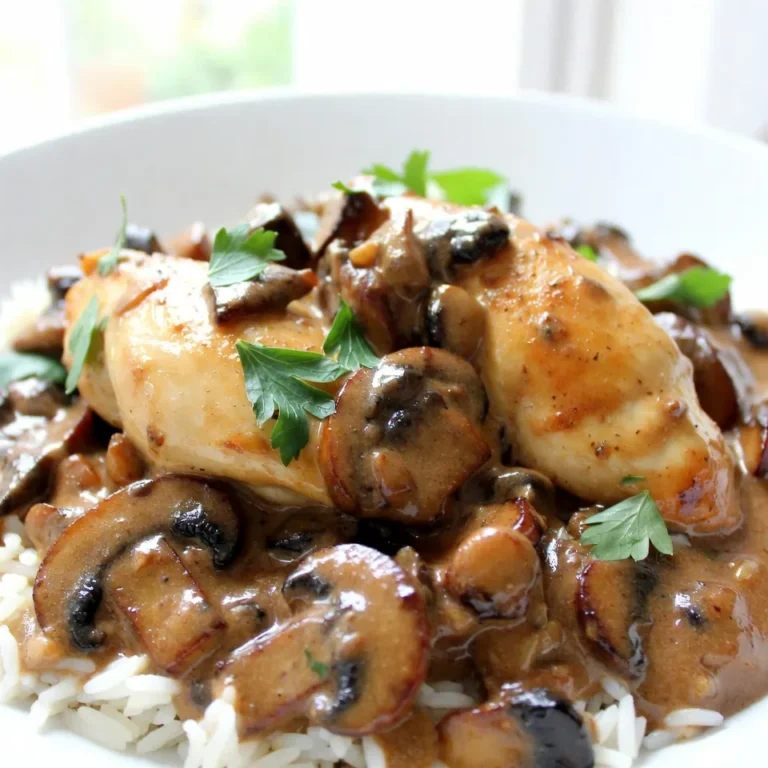 Für ein einfaches und leckeres Gericht benötigst du folgende Zutaten: - 4 Hähnchenbrustfilets, ohne Haut und Knochen - 1 Esslöffel Olivenöl - 1 mittelgroße Zwiebel, fein gehackt - 3 Knoblauchzehen, minced - 225 g Champignons, in Scheiben geschnitten (Cremini oder weiße) - 1 Tasse Schlagsahne - 1 Tasse Hühnerbrühe - 1 Teelöffel getrockneter Thymian - 1 Teelöffel Paprika - Salz und Pfeffer nach Geschmack - Frische Petersilie, gehackt (zum Garnieren) Manchmal hast du nicht alle frischen Zutaten zur Hand. Hier sind einige Alternativen: - Du kannst gefrorene Hähnchenbrust verwenden. - Statt frischer Zwiebel, nimm Zwiebelpulver. - Verwende Knoblauchpulver, wenn frischer Knoblauch fehlt. - Dosenchampignons sind eine schnelle Option. - Für die Schlagsahne, probiere Kokosmilch oder Sojasahne. - Anstelle von Hühnerbrühe, nutze Gemüsebrühe für einen anderen Geschmack. Das Gericht hat viele Nährstoffe. Hier sind einige wichtige Punkte: - Eine Portion enthält etwa 400-450 Kalorien. - Es bietet viel Protein durch das Hähnchen. - Die Pilze sind reich an Ballaststoffen. - Die Schlagsahne bringt gesunde Fette. - Die Zwiebel und der Knoblauch unterstützen das Immunsystem. Mit diesen Informationen kannst du das Rezept gut planen und anpassen! {{ingredient_image_2}} Zuerst würzen Sie die Hähnchenbrustfilets. Verwenden Sie Salz, Pfeffer und Paprika. Diese Gewürze bringen den Geschmack hervor. Erhitzen Sie dann das Olivenöl in einer großen Pfanne. Warten Sie, bis das Öl heiß ist. Legen Sie die Hähnchenbrustfilets in die Pfanne. Braten Sie sie 5-7 Minuten lang. Wenden Sie die Filets, bis sie goldbraun sind. Überprüfen Sie, ob sie durchgegart sind. Nehmen Sie die Hähnchenbrustfilets aus der Pfanne und legen Sie sie beiseite. In derselben Pfanne geben Sie die gehackte Zwiebel. Dünsten Sie sie für 2-3 Minuten. Warten Sie, bis sie weich ist. Fügen Sie dann den minced Knoblauch und die Champignons hinzu. Garen Sie alles für 5-6 Minuten. Die Pilze sollten weich und karamellisiert sein. Gießen Sie die Hühnerbrühe in die Pfanne. Kratzen Sie den Boden mit einem Kochlöffel ab. Das löst alle leckeren Reste. Lassen Sie die Mischung 2-3 Minuten köcheln. Reduzieren Sie die Hitze auf niedrig. Rühren Sie die Schlagsahne und den Thymian ein. Lassen Sie die Sauce sanft köcheln. Sie sollte für 5 Minuten eindicken. Geben Sie die Hähnchenbrustfilets zurück in die Pfanne. Löffeln Sie die cremige Pilzsauce darüber. Lassen Sie das Gericht 2-3 Minuten durchwärmen. Passen Sie die Würze mit Salz und Pfeffer nach Geschmack an. Jetzt ist Ihr Gericht bereit zum Servieren! Um zartes Hähnchen zu erreichen, sollten Sie die Brustfilets gleichmäßig würzen. Verwenden Sie Salz, Pfeffer und Paprika. Lassen Sie das Hähnchen etwa 10 Minuten ruhen, bevor Sie es braten. Dies hilft, die Säfte zu halten. Braten Sie das Hähnchen in heißem Öl an. So bleibt es saftig und goldbraun. Die Pilz-Knoblauch-Sauce ist der Star dieses Gerichts. Beginnen Sie mit einer gut angebratenen Zwiebel. Diese bringt viel Geschmack. Fügen Sie frischen Knoblauch und Champignons hinzu. Lassen Sie alles schön karamellisieren. Geben Sie dann die Hühnerbrühe dazu. Kratzen Sie den Boden der Pfanne. Dies holt den ganzen Geschmack heraus. Die Schlagsahne macht die Sauce cremig und reichhaltig. Ein häufiger Fehler ist, das Hähnchen zu lange zu braten. Es sollte goldbraun, aber nicht trocken sein. Achten Sie auch darauf, die Hitze nicht zu hoch zu stellen. Dies kann die Sauce anbrennen lassen. Vermeiden Sie es, die Sauce zu früh zu würzen. Testen Sie den Geschmack gegen Ende der Kochzeit. So können Sie die Aromen anpassen. Pro Tipps Hähnchen marinieren: Lassen Sie das Hähnchen vor dem Braten mindestens 30 Minuten in einer Mischung aus Olivenöl, Knoblauch und Gewürzen marinieren, um den Geschmack zu intensivieren. Frische Zutaten verwenden: Verwenden Sie frische Pilze und Kräuter, um das Gericht noch aromatischer zu machen. Die Frische der Zutaten kann den Geschmack erheblich verbessern. Soße anpassen: Experimentieren Sie mit der Soße, indem Sie zusätzlich Weißwein oder frische Sahne hinzufügen, um eine noch reichhaltigere Textur zu erzielen. Resteverwertung: Verwenden Sie übrig gebliebene Soße als Basis für Pasta oder als Dip für frisches Brot, um das volle Potenzial des Gerichts auszuschöpfen. {{image_4}} Für eine vegetarische Version können Sie Tofu oder vegane Hähnchenalternativen verwenden. Schneiden Sie den Tofu in Würfel und braten Sie ihn goldbraun an. Verwenden Sie die gleiche Methode wie im Rezept. Die cremige Sauce passt gut zu beiden Optionen. Sie erhalten einen leckeren und gesunden Genuss. Champignons sind großartig, aber Sie können auch andere Pilze verwenden. Shiitake oder Portobello bieten einen intensiveren Geschmack. Schneiden Sie sie in Scheiben und folgen Sie den gleichen Schritten in der Zubereitung. Experimentieren Sie mit verschiedenen Sorten, um neue Aromen zu entdecken. Für glutenfreie Varianten verwenden Sie glutenfreie Brühe und Speisestärke. Für laktosefreie Optionen ersetzen Sie die Schlagsahne durch laktosefreie Sahne oder pflanzliche Sahne. Diese Anpassungen sorgen dafür, dass jeder das Gericht genießen kann, ohne dass jemand auf den Geschmack verzichten muss. Wenn du Reste von deinem cremigen Knoblauch-Mushroom-Hähnchen hast, bewahre sie richtig auf. Lass das Gericht zuerst auf Raumtemperatur abkühlen. Danach fülle es in einen luftdichten Behälter. So bleibt das Hähnchen frisch und lecker. Stelle den Behälter in den Kühlschrank. Dort bleibt es bis zu drei Tage haltbar. Für eine längere Lagerung kannst du das Gericht einfrieren. Teile das Hähnchen in Portionen auf und lege es in gefriergeeignete Behälter oder Beutel. Vergiss nicht, das Datum auf den Beutel zu schreiben. So behält das Gericht seine Qualität bis zu drei Monate. Beim Aufwärmen achte darauf, den Geschmack zu bewahren. Nimm das Hähnchen aus dem Kühlschrank oder Gefrierfach und lasse es kurz stehen. Erhitze es dann in einer Pfanne bei niedriger Hitze. Füge eventuell einen Schuss Hühnerbrühe oder Sahne hinzu, um die Sauce cremig zu halten. So bleibt das Gericht saftig und köstlich. Creamy Garlic Mushroom Chicken bleibt im Kühlschrank etwa 3 bis 4 Tage frisch. Bewahre es in einem luftdichten Behälter auf. Achte darauf, dass es gut abgekühlt ist, bevor du es hineinlegst. So bleibt der Geschmack besser erhalten. Ja, du kannst dieses Rezept im Voraus zubereiten. Koche das Hähnchen und die Sauce und lagere sie getrennt. So bleibt das Hähnchen zart. Vor dem Servieren kannst du alles zusammen erhitzen. Dies macht das Gericht schnell und einfach während einer stressigen Woche. Zu Creamy Garlic Mushroom Chicken passen viele Beilagen gut. Hier sind einige Vorschläge: - Reis: Ein lockerer Reis ist eine tolle Basis. - Pasta: Spaghetti oder Tagliatelle passen gut zur Sauce. - Gemüse: Gedünsteter Brokkoli oder ein knackiger Salat ergänzen das Gericht wunderbar. - Kartoffeln: Püree oder Bratkartoffeln machen das Essen herzhaft. In diesem Artikel haben wir die wichtigsten Zutaten für das Gericht besprochen. Ich habe die Schritt-für-Schritt-Anleitung geteilt, um das Hähnchen und die Sauce perfekt zuzubereiten. Tipps helfen dir, beim Kochen erfolgreiche Ergebnisse zu erzielen. Wir haben auch Variationen und Lagerungshinweise vorgestellt, um das Gericht anzupassen. Denke daran, beim Kochen kreativ zu sein. So machst du jede Mahlzeit besonders. Experimentiere mit neuen Zutaten und lass deiner Fantasie freien Lauf. Viel Spaß beim Kochen!