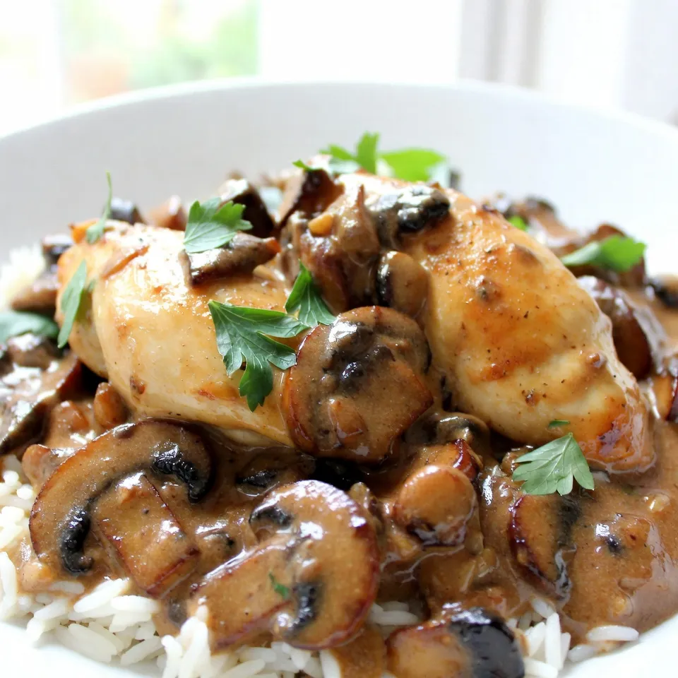 Für ein einfaches und leckeres Gericht benötigst du folgende Zutaten: - 4 Hähnchenbrustfilets, ohne Haut und Knochen - 1 Esslöffel Olivenöl - 1 mittelgroße Zwiebel, fein gehackt - 3 Knoblauchzehen, minced - 225 g Champignons, in Scheiben geschnitten (Cremini oder weiße) - 1 Tasse Schlagsahne - 1 Tasse Hühnerbrühe - 1 Teelöffel getrockneter Thymian - 1 Teelöffel Paprika - Salz und Pfeffer nach Geschmack - Frische Petersilie, gehackt (zum Garnieren) Manchmal hast du nicht alle frischen Zutaten zur Hand. Hier sind einige Alternativen: - Du kannst gefrorene Hähnchenbrust verwenden. - Statt frischer Zwiebel, nimm Zwiebelpulver. - Verwende Knoblauchpulver, wenn frischer Knoblauch fehlt. - Dosenchampignons sind eine schnelle Option. - Für die Schlagsahne, probiere Kokosmilch oder Sojasahne. - Anstelle von Hühnerbrühe, nutze Gemüsebrühe für einen anderen Geschmack. Das Gericht hat viele Nährstoffe. Hier sind einige wichtige Punkte: - Eine Portion enthält etwa 400-450 Kalorien. - Es bietet viel Protein durch das Hähnchen. - Die Pilze sind reich an Ballaststoffen. - Die Schlagsahne bringt gesunde Fette. - Die Zwiebel und der Knoblauch unterstützen das Immunsystem. Mit diesen Informationen kannst du das Rezept gut planen und anpassen! {{ingredient_image_2}} Zuerst würzen Sie die Hähnchenbrustfilets. Verwenden Sie Salz, Pfeffer und Paprika. Diese Gewürze bringen den Geschmack hervor. Erhitzen Sie dann das Olivenöl in einer großen Pfanne. Warten Sie, bis das Öl heiß ist. Legen Sie die Hähnchenbrustfilets in die Pfanne. Braten Sie sie 5-7 Minuten lang. Wenden Sie die Filets, bis sie goldbraun sind. Überprüfen Sie, ob sie durchgegart sind. Nehmen Sie die Hähnchenbrustfilets aus der Pfanne und legen Sie sie beiseite. In derselben Pfanne geben Sie die gehackte Zwiebel. Dünsten Sie sie für 2-3 Minuten. Warten Sie, bis sie weich ist. Fügen Sie dann den minced Knoblauch und die Champignons hinzu. Garen Sie alles für 5-6 Minuten. Die Pilze sollten weich und karamellisiert sein. Gießen Sie die Hühnerbrühe in die Pfanne. Kratzen Sie den Boden mit einem Kochlöffel ab. Das löst alle leckeren Reste. Lassen Sie die Mischung 2-3 Minuten köcheln. Reduzieren Sie die Hitze auf niedrig. Rühren Sie die Schlagsahne und den Thymian ein. Lassen Sie die Sauce sanft köcheln. Sie sollte für 5 Minuten eindicken. Geben Sie die Hähnchenbrustfilets zurück in die Pfanne. Löffeln Sie die cremige Pilzsauce darüber. Lassen Sie das Gericht 2-3 Minuten durchwärmen. Passen Sie die Würze mit Salz und Pfeffer nach Geschmack an. Jetzt ist Ihr Gericht bereit zum Servieren! Um zartes Hähnchen zu erreichen, sollten Sie die Brustfilets gleichmäßig würzen. Verwenden Sie Salz, Pfeffer und Paprika. Lassen Sie das Hähnchen etwa 10 Minuten ruhen, bevor Sie es braten. Dies hilft, die Säfte zu halten. Braten Sie das Hähnchen in heißem Öl an. So bleibt es saftig und goldbraun. Die Pilz-Knoblauch-Sauce ist der Star dieses Gerichts. Beginnen Sie mit einer gut angebratenen Zwiebel. Diese bringt viel Geschmack. Fügen Sie frischen Knoblauch und Champignons hinzu. Lassen Sie alles schön karamellisieren. Geben Sie dann die Hühnerbrühe dazu. Kratzen Sie den Boden der Pfanne. Dies holt den ganzen Geschmack heraus. Die Schlagsahne macht die Sauce cremig und reichhaltig. Ein häufiger Fehler ist, das Hähnchen zu lange zu braten. Es sollte goldbraun, aber nicht trocken sein. Achten Sie auch darauf, die Hitze nicht zu hoch zu stellen. Dies kann die Sauce anbrennen lassen. Vermeiden Sie es, die Sauce zu früh zu würzen. Testen Sie den Geschmack gegen Ende der Kochzeit. So können Sie die Aromen anpassen. Pro Tipps Hähnchen marinieren: Lassen Sie das Hähnchen vor dem Braten mindestens 30 Minuten in einer Mischung aus Olivenöl, Knoblauch und Gewürzen marinieren, um den Geschmack zu intensivieren. Frische Zutaten verwenden: Verwenden Sie frische Pilze und Kräuter, um das Gericht noch aromatischer zu machen. Die Frische der Zutaten kann den Geschmack erheblich verbessern. Soße anpassen: Experimentieren Sie mit der Soße, indem Sie zusätzlich Weißwein oder frische Sahne hinzufügen, um eine noch reichhaltigere Textur zu erzielen. Resteverwertung: Verwenden Sie übrig gebliebene Soße als Basis für Pasta oder als Dip für frisches Brot, um das volle Potenzial des Gerichts auszuschöpfen. {{image_4}} Für eine vegetarische Version können Sie Tofu oder vegane Hähnchenalternativen verwenden. Schneiden Sie den Tofu in Würfel und braten Sie ihn goldbraun an. Verwenden Sie die gleiche Methode wie im Rezept. Die cremige Sauce passt gut zu beiden Optionen. Sie erhalten einen leckeren und gesunden Genuss. Champignons sind großartig, aber Sie können auch andere Pilze verwenden. Shiitake oder Portobello bieten einen intensiveren Geschmack. Schneiden Sie sie in Scheiben und folgen Sie den gleichen Schritten in der Zubereitung. Experimentieren Sie mit verschiedenen Sorten, um neue Aromen zu entdecken. Für glutenfreie Varianten verwenden Sie glutenfreie Brühe und Speisestärke. Für laktosefreie Optionen ersetzen Sie die Schlagsahne durch laktosefreie Sahne oder pflanzliche Sahne. Diese Anpassungen sorgen dafür, dass jeder das Gericht genießen kann, ohne dass jemand auf den Geschmack verzichten muss. Wenn du Reste von deinem cremigen Knoblauch-Mushroom-Hähnchen hast, bewahre sie richtig auf. Lass das Gericht zuerst auf Raumtemperatur abkühlen. Danach fülle es in einen luftdichten Behälter. So bleibt das Hähnchen frisch und lecker. Stelle den Behälter in den Kühlschrank. Dort bleibt es bis zu drei Tage haltbar. Für eine längere Lagerung kannst du das Gericht einfrieren. Teile das Hähnchen in Portionen auf und lege es in gefriergeeignete Behälter oder Beutel. Vergiss nicht, das Datum auf den Beutel zu schreiben. So behält das Gericht seine Qualität bis zu drei Monate. Beim Aufwärmen achte darauf, den Geschmack zu bewahren. Nimm das Hähnchen aus dem Kühlschrank oder Gefrierfach und lasse es kurz stehen. Erhitze es dann in einer Pfanne bei niedriger Hitze. Füge eventuell einen Schuss Hühnerbrühe oder Sahne hinzu, um die Sauce cremig zu halten. So bleibt das Gericht saftig und köstlich. Creamy Garlic Mushroom Chicken bleibt im Kühlschrank etwa 3 bis 4 Tage frisch. Bewahre es in einem luftdichten Behälter auf. Achte darauf, dass es gut abgekühlt ist, bevor du es hineinlegst. So bleibt der Geschmack besser erhalten. Ja, du kannst dieses Rezept im Voraus zubereiten. Koche das Hähnchen und die Sauce und lagere sie getrennt. So bleibt das Hähnchen zart. Vor dem Servieren kannst du alles zusammen erhitzen. Dies macht das Gericht schnell und einfach während einer stressigen Woche. Zu Creamy Garlic Mushroom Chicken passen viele Beilagen gut. Hier sind einige Vorschläge: - Reis: Ein lockerer Reis ist eine tolle Basis. - Pasta: Spaghetti oder Tagliatelle passen gut zur Sauce. - Gemüse: Gedünsteter Brokkoli oder ein knackiger Salat ergänzen das Gericht wunderbar. - Kartoffeln: Püree oder Bratkartoffeln machen das Essen herzhaft. In diesem Artikel haben wir die wichtigsten Zutaten für das Gericht besprochen. Ich habe die Schritt-für-Schritt-Anleitung geteilt, um das Hähnchen und die Sauce perfekt zuzubereiten. Tipps helfen dir, beim Kochen erfolgreiche Ergebnisse zu erzielen. Wir haben auch Variationen und Lagerungshinweise vorgestellt, um das Gericht anzupassen. Denke daran, beim Kochen kreativ zu sein. So machst du jede Mahlzeit besonders. Experimentiere mit neuen Zutaten und lass deiner Fantasie freien Lauf. Viel Spaß beim Kochen!