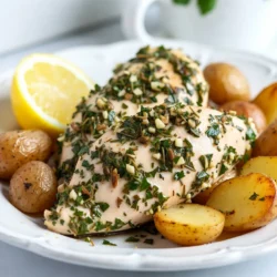 Für dieses köstliche Gericht brauchst du: - 4 Hähnchenbrustfilets, ohne Haut und Knochen - 450 g Baby-Kartoffeln, halbiert - 6 Knoblauchzehen, fein gehackt - 2 Esslöffel frischer Rosmarin, gehackt - 2 Esslöffel frischer Thymian, gehackt - 1 Esslöffel frische Petersilie, gehackt - 1 Teelöffel Paprika - 60 ml Olivenöl - Salz und Pfeffer nach Geschmack - Saft von 1 Zitrone - Optional: Zitronenschnitze zum Servieren Frische Kräuter sind oft besser für den Geschmack. Sie bringen mehr Aroma in das Gericht. Du kannst jedoch auch getrocknete Kräuter verwenden. Sie sind praktisch und halten lange. Wenn du getrocknete Kräuter nutzt, verwende weniger. Ein Teelöffel getrockneter Rosmarin ersetzt einen Esslöffel frischen. Frische Kräuter haben eine hellere Farbe und einen stärkeren Duft. Sie geben deinem Gericht eine lebendige Note. Ich empfehle dir, frische Kräuter zu verwenden, wenn möglich. Sie machen das Hühnchen und die Kartoffeln noch schmackhafter. Wähle Hähnchenbrustfilets mit einer hellen Farbe. Sie sollten frisch riechen und keinen unangenehmen Geruch haben. Achte darauf, dass sie fest und nicht schlaff sind. Wenn du die Möglichkeit hast, kaufe Bio-Hühnchen. Bio-Hühnchen haben oft einen besseren Geschmack und sind gesünder. Achte beim Kauf auf das Haltbarkeitsdatum. Frisches Hühnchen hält länger und schmeckt besser. Wenn du die Hähnchenbrustfilets vor dem Kochen marinierst, wird das Fleisch saftiger und aromatischer. Lass sie mindestens 15 Minuten marinieren. Je länger du sie mariniert lässt, desto besser wird der Geschmack. {{ingredient_image_2}} Heizen Sie Ihren Ofen auf 220°C (425°F) vor. Der heiße Ofen sorgt für ein tolles Röstaroma. In einer großen Schüssel mischen Sie sechs fein gehackte Knoblauchzehen, zwei Esslöffel Rosmarin, zwei Esslöffel Thymian, und einen Esslöffel Petersilie. Fügen Sie einen Teelöffel Paprika, 60 ml Olivenöl, den Saft von einer Zitrone sowie Salz und Pfeffer hinzu. Rühren Sie alles gut um, bis die Marinade schön cremig ist. Legen Sie die vier Hähnchenbrustfilets in die Marinade. Wenden Sie sie gut, bis sie gleichmäßig bedeckt sind. Lassen Sie das Hähnchen mindestens 15 Minuten marinieren. Für mehr Geschmack können Sie es auch bis zu einer Stunde in den Kühlschrank stellen. Während das Hähnchen mariniert, nehmen Sie 450 g Baby-Kartoffeln und schneiden sie in zwei Hälften. In einer separaten Schüssel werfen Sie die Kartoffeln mit einem Spritzer Olivenöl, Salz und Pfeffer. Legen Sie die marinierten Hähnchenbrustfilets in die Mitte eines großen Backblechs. Verteilen Sie die gewürzten Baby-Kartoffeln rund um das Hähnchen. Stellen Sie das Blech in den vorgeheizten Ofen. Rösten Sie alles für etwa 25-30 Minuten. Das Hähnchen sollte eine Innentemperatur von 75°C (165°F) erreichen. Die Kartoffeln müssen zart und goldbraun sein. Nach dem Rösten nehmen Sie das Blech aus dem Ofen. Lassen Sie das Hähnchen fünf Minuten ruhen, bevor Sie es aufschneiden. Servieren Sie das Hühnchen und die Kartoffeln auf einer Platte, garniert mit frischen Kräutern. Um das Hühnchen perfekt zu machen, marinieren Sie es gut. Die Marinade aus Knoblauch, Kräutern und Zitrone macht das Fleisch saftig und aromatisch. Lassen Sie das Hühnchen mindestens 15 Minuten marinieren. Für mehr Geschmack können Sie es bis zu einer Stunde im Kühlschrank lassen. Achten Sie darauf, die Hähnchenbrustfilets gleichmäßig in der Marinade zu wenden. So nimmt jedes Stück den vollen Geschmack auf. Die richtige Zeit und Temperatur sind wichtig für ein leckeres Gericht. Heizen Sie den Ofen auf 220°C vor. Rösten Sie das Hühnchen und die Kartoffeln für 25 bis 30 Minuten. Ein Fleischthermometer hilft, die Innentemperatur zu prüfen. Sie sollte 75°C erreichen. So bleibt das Fleisch zart und saftig. Achten Sie darauf, die Kartoffeln gleichmäßig um das Hühnchen zu verteilen. So garen sie gleichmäßig. Wenn Sie Reste haben, nutzen Sie diese kreativ. Das Hühnchen passt gut in Salate oder Wraps. Sie können auch eine leckere Suppe damit machen. Einfach das Hühnchen und die Kartoffeln klein schneiden und mit Brühe und Gemüse kochen. So haben Sie schnell ein neues Gericht. Reste können auch für ein schnelles Mittagessen verwendet werden. Pro Tipps Marinierzeit verlängern: Lassen Sie das Hähnchen mindestens 1 Stunde im Kühlschrank marinieren, um die Aromen zu intensivieren und das Fleisch zarter zu machen. Kartoffeln gleichmäßig garen: Schneiden Sie die Baby-Kartoffeln in gleich große Hälften, um sicherzustellen, dass sie gleichmäßig garen und die perfekte Konsistenz erreichen. Ofentemperatur überprüfen: Verwenden Sie ein Fleischthermometer, um sicherzustellen, dass das Hähnchen die optimale Innentemperatur von 75°C (165°F) erreicht hat, bevor Sie es aus dem Ofen nehmen. Frische Kräuter hinzufügen: Garnieren Sie das Gericht vor dem Servieren mit zusätzlichen frischen Kräutern, um Farbe und Geschmack zu verstärken. {{image_4}} Wenn Sie eine vegetarische Option möchten, probieren Sie Tofu oder Tempeh. Diese Lebensmittel nehmen den Geschmack der Marinade gut auf. Sie können die Hähnchenbrust durch 400 g gewürfelten Tofu ersetzen. Marinieren Sie den Tofu genauso wie das Hähnchen. Rösten Sie ihn mit den Kartoffeln im Ofen. So haben Sie ein leckeres, fleischfreies Gericht. Sie können viele Gemüsebeilagen zu diesem Gericht servieren. Brokkoli, Karotten oder Paprika passen gut. Schneiden Sie das Gemüse in gleich große Stücke. Mischen Sie es mit etwas Olivenöl, Salz und Pfeffer. Legen Sie das Gemüse auch auf das Backblech. So wird alles gleichzeitig gar und lecker. Um verschiedene Aromen zu erzielen, können Sie die Kräuter variieren. Verwenden Sie zum Beispiel Basilikum oder Oregano anstelle von Rosmarin. Fügen Sie auch einen Hauch von Kreuzkümmel oder Chili hinzu, wenn Sie es schärfer mögen. So bleibt das Gericht spannend und Sie können es jedes Mal neu entdecken. Wenn du Reste hast, lagere sie in einem luftdichten Behälter. Achte darauf, dass das Hühnchen und die Kartoffeln gut abgekühlt sind, bevor du sie in den Kühlschrank stellst. So bleibt der Geschmack frisch. Du kannst die Reste auch auf einem Teller abdecken, aber ein Behälter ist besser. So vermeidest du Gerüche und Trockenheit. Das Einfrieren ist eine gute Option, wenn du die Reste länger aufbewahren möchtest. Teile das Hühnchen und die Kartoffeln in Portionen auf. Verwende Gefrierbeutel oder -behälter. Vergiss nicht, die Luft herauszudrücken, bevor du sie verschließt. So bleibt die Qualität erhalten. Beschrifte die Beutel mit dem Datum, damit du weißt, wann du sie eingefroren hast. Im Kühlschrank sind die Reste etwa drei bis vier Tage haltbar. Im Gefrierfach bleiben sie bis zu drei Monate gut. Wenn du die Reste aufwärmst, achte darauf, dass das Hühnchen eine Temperatur von 75°C erreicht. So sicherst du die Frische und den Geschmack. Ich empfehle, das Hähnchen mindestens 15 Minuten zu marinieren. Dies gibt den Aromen Zeit, in das Fleisch einzuziehen. Für einen intensiveren Geschmack können Sie das Hähnchen bis zu 1 Stunde im Kühlschrank marinieren. Je länger es mariniert, desto besser wird der Geschmack. Ja, Sie können dieses Rezept auch mit anderen Fleischsorten zubereiten. Hähnchenschenkel, Truthahn oder sogar Schweinefleisch eignen sich gut. Denken Sie daran, die Garzeiten anzupassen, da verschiedene Fleischsorten unterschiedlich lange brauchen, um durchzugaren. Zu diesem Gericht passen viele Beilagen gut. Ein frischer grüner Salat bringt Frische. Gegrilltes Gemüse ergänzt die Aromen perfekt. Auch Reis oder Quinoa sind gute Optionen, um die köstliche Marinade aufzusaugen. Die Zutaten und Zubereitung für das perfekte Hühnchen sind entscheidend. Wir haben frische und getrocknete Kräuter sowie die Auswahl der besten Hähnchenbrustfilets besprochen. Die Schritt-für-Schritt-Anleitung hilft dir, das Hühnchen und die Kartoffeln richtig zu rösten. Mit unseren Tipps gelingt das Gericht immer. Variationen mit Gemüse und Gewürzen machen es spannend. Denk daran, Reste richtig zu lagern. Du kannst diese schnellen Tipps und Tricks stets nutzen. Jetzt bist du bereit, leckeres Hühnchen zuzubereiten und zu genießen.