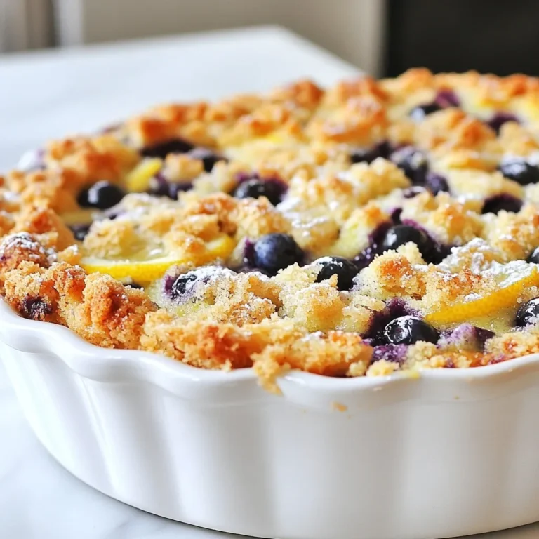 Für diesen Kuchen brauchst du: - 2 Tassen Weizenmehl - 1 Tasse Kristallzucker - 1/2 Tasse ungesalzene Butter, weichgestellt - 2 große Eier - 1 Tasse Buttermilch - 1 Esslöffel Zitronenschale - 2 Esslöffel Zitronensaft - 1 Teelöffel Vanilleextrakt - 1 Esslöffel Backpulver - 1/2 Teelöffel Natron - 1/4 Teelöffel Salz - 1 1/2 Tassen frische Heidelbeeren Diese Zutaten sorgen für einen saftigen und leckeren Kuchen. Die Kombination aus Zitronen und Heidelbeeren bringt frische Aromen in jeden Bissen. Für das Krümeltopping brauchst du: - 1/2 Tasse Weizenmehl - 1/2 Tasse brauner Zucker - 1/4 Tasse ungesalzene Butter, geschmolzen - 1 Teelöffel Zimt Das Topping gibt dem Kuchen eine knusprige Schicht. Es ergänzt die saftigen Früchte perfekt. Wähle frische Heidelbeeren mit einer tiefen Farbe. Sie sollten fest und prall sein. Achte darauf, dass sie keine Druckstellen haben. Je frischer die Beeren, desto besser ist der Geschmack. Wenn du gefrorene Beeren nimmst, tau sie vorher auf. Rühre sie sanft in den Teig, damit sie nicht zerdrücken. So bleibt der Kuchen schön und saftig. {{ingredient_image_2}} Heizen Sie zuerst den Ofen auf 175°C vor. Fetten Sie eine Backform (32x22 cm) mit Butter ein. Bestäuben Sie die Form leicht mit Mehl. So bleibt der Kuchen nicht kleben. In einer großen Rührschüssel vermischen Sie die weiche Butter mit dem Kristallzucker. Rühren Sie, bis die Mischung hell und luftig ist. Fügen Sie die Eier nacheinander hinzu. Mischen Sie gut, damit alles gut verbunden ist. Geben Sie dann den Vanilleextrakt, die Zitronenschale und den Zitronensaft hinzu. In einer separaten Schüssel vermengen Sie das Mehl, Backpulver, Natron und Salz. Fügen Sie die trockenen Zutaten schrittweise zur feuchten Mischung hinzu. Wechseln Sie dabei mit der Buttermilch. Rühren Sie nur, bis alles gerade so vermischt ist. Heben Sie nun vorsichtig die Heidelbeeren unter den Teig. Achten Sie darauf, dass Sie die Beeren nicht zerdrücken. Für das Krümeltopping vermischen Sie in einer kleinen Schüssel das Weizenmehl, den braunen Zucker, die geschmolzene Butter und den Zimt. Rühren Sie, bis eine krümelige Konsistenz entsteht. Gießen Sie den fertigen Teig in die vorbereitete Backform. Streuen Sie das Krümeltopping gleichmäßig darüber. Backen Sie den Kuchen 35-40 Minuten lang. Prüfen Sie mit einem Zahnstocher, ob er fertig ist. Er sollte sauber herauskommen. Lassen Sie den Kuchen etwa 15 Minuten in der Form abkühlen. Danach nehmen Sie ihn heraus und lassen ihn vollständig auf einem Abkühlgitter auskühlen, bevor Sie ihn servieren. Ein häufiger Fehler ist, die Zutaten nicht richtig abzuwiegen. Messen Sie alles genau. Verwenden Sie frische Zutaten, um den besten Geschmack zu erzielen. Zu viel Mehl macht den Kuchen trocken. Achten Sie darauf, den Teig nicht zu lange zu rühren. Rühren Sie nur bis alles vermischt ist. Ein zu langes Rühren macht den Kuchen zäh. Die Balance zwischen Süße und Säure ist wichtig. Wenn der Kuchen zu süß schmeckt, fügen Sie mehr Zitronensaft hinzu. Ein Spritzer Zitronensaft kann den Geschmack aufhellen. Wenn Sie es süßer mögen, erhöhen Sie den Zucker leicht. Probieren Sie verschiedene Mengen aus, um die perfekte Balance zu finden. Der Teig sollte leicht und fluffig sein. Verwenden Sie weiche Butter, um eine glatte Mischung zu erreichen. Die Krümel müssen krümelig, aber nicht zu feucht sein. Mischen Sie das Krümeltopping nur so lange, bis es krümelig wird. Achten Sie darauf, die Heidelbeeren sanft unterzuheben. So bleiben sie ganz und verleihen dem Kuchen mehr Frische. Profi Tipps Frische Heidelbeeren: Verwenden Sie frische Heidelbeeren, wenn möglich, um den besten Geschmack und die beste Textur zu erzielen. Wenn Sie gefrorene verwenden, lassen Sie sie vorher etwas antauen und tupfen Sie sie trocken. Teig nicht übermixen: Achten Sie darauf, den Teig nur so lange zu mischen, bis die Zutaten gerade so kombiniert sind. Übermixen kann zu einem zähen Kuchen führen. Variationen: Experimentieren Sie mit anderen Früchten wie Himbeeren oder Erdbeeren, um verschiedene Geschmacksrichtungen zu kreieren. Passen Sie die Zuckermenge je nach Süße der verwendeten Früchte an. Für extra Feuchtigkeit: Fügen Sie ein paar Esslöffel griechischen Joghurt zur Buttermilch hinzu, um den Kuchen besonders saftig und zart zu machen. {{image_4}} Du kannst viele Früchte verwenden. Himbeeren sind eine tolle Wahl. Sie geben einen schönen Farbkontrast. Auch Erdbeeren passen sehr gut. Du kannst sie klein schneiden und direkt unter den Teig mischen. Pfirsiche sind ebenfalls eine gute Option. Ihr süßer Saft macht den Kuchen saftig. Für eine glutenfreie Version nimm eine Mischung aus glutenfreiem Mehl. Achte darauf, dass das Mehl gut bindet. Du kannst auch Mandelmehl oder Hafermehl verwenden. Diese geben dem Kuchen einen besonderen Geschmack. Ersetze die Buttermilch durch eine pflanzliche Milch. So bleibt der Kuchen trotzdem lecker und fluffig. Um den Kuchen vegan zu machen, ersetze die Eier durch Apfelmus oder Leinsamen. So bleibt die Konsistenz gut. Verwende pflanzliche Butter oder Kokosöl. Achte darauf, dass der Zuckergehalt nicht zu hoch ist. Nutze auch hier pflanzliche Milch anstelle der Buttermilch. So bleibt der zitronige Geschmack frisch und köstlich. Um den Zitronen-Heidelbeer-Krümelkuchen frisch zu halten, lege ihn in einen luftdichten Behälter. Raumtemperatur ist ideal. Stelle sicher, dass der Kuchen vollständig abgekühlt ist, bevor du ihn lagerst. So bleibt die Kruste knusprig und der Kuchen saftig. Wenn du den Kuchen nach ein paar Tagen essen möchtest, decke ihn mit Frischhaltefolie ab. Das schützt ihn vor Luft und Feuchtigkeit. Achte darauf, ihn nicht in direktem Sonnenlicht zu lagern. Ein kühler, dunkler Ort ist perfekt für die Lagerung. Um den Kuchen einzufrieren, schneide ihn in Stücke. Wickele jedes Stück in Frischhaltefolie und lege sie dann in einen Gefrierbeutel. So bleibt der Kuchen bis zu drei Monate frisch. Zum Auftauen lege die Stücke einfach in den Kühlschrank. Nach ein paar Stunden sind sie bereit zum Genießen! Die gesamte Backzeit beträgt etwa 35 bis 40 Minuten. Zuerst heizt du den Ofen auf 175°C vor. Dann bereitest du den Teig vor und gibst ihn in die Form. Backe den Kuchen, bis ein Zahnstocher sauber herauskommt. Lass ihn danach 15 Minuten abkühlen. Ja, gefrorene Heidelbeeren sind eine tolle Option. Sie sind das ganze Jahr über verfügbar und sparen Zeit. Wenn du sie verwendest, mische sie vorsichtig unter den Teig. So bleiben sie ganz und du vermeidest einen blauen Teig. Es gibt viele Wege, den Kuchen zu verfeinern. Du kannst Zitronenextrakt für mehr Zitrusgeschmack hinzufügen. Auch Nüsse wie Mandeln oder Walnüsse geben einen schönen Crunch. Eine Prise mehr Zimt im Krümeltopping macht es noch aromatischer. Käse oder Joghurt sind tolle Beilagen. Sie bringen eine cremige Note. Du kannst auch einen Hauch Puderzucker oben drauf streuen. Ein Klecks Schlagsahne oder eine Kugel Vanilleeis machen den Kuchen perfekt für besondere Anlässe. Der Zitronen-Heidelbeer-Krümelkuchen ist einfach und lecker. Wir haben die Hauptzutaten, das Krümeltopping und Tipps für frische Heidelbeeren betrachtet. Die Schritt-für-Schritt-Anleitung macht das Backen leicht. Es gibt auch viele Tipps, um Fehler zu vermeiden und Variationen auszuprobieren. Richtiges Lagern hält den Kuchen frisch, und die FAQs beantworten häufige Fragen. Trau dich, dieses Rezept auszuprobieren, und genieße jeden Biss!